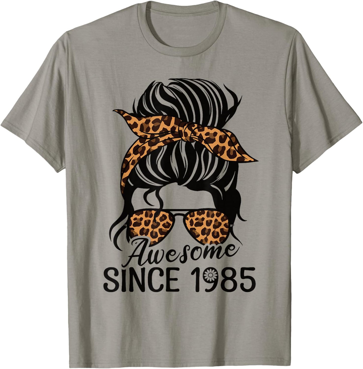 Awesome Since 1985 Woman and Girl Leopard Born 1985 T-Shirt - T-Shirt | Sand