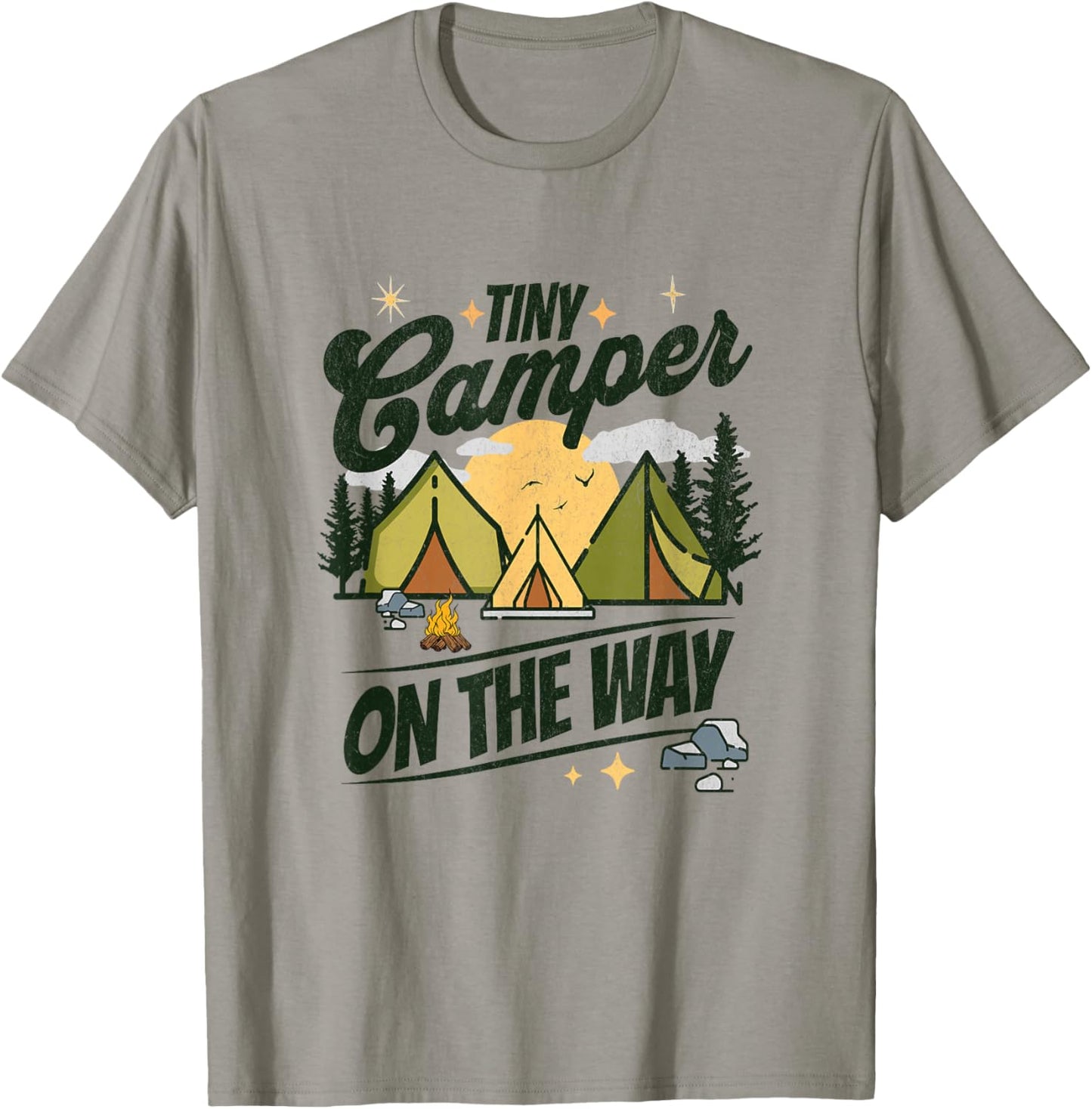 Tiny Camper On The Way camping lover pregnancy announcement T-Shirt - T-Shirt | Sand