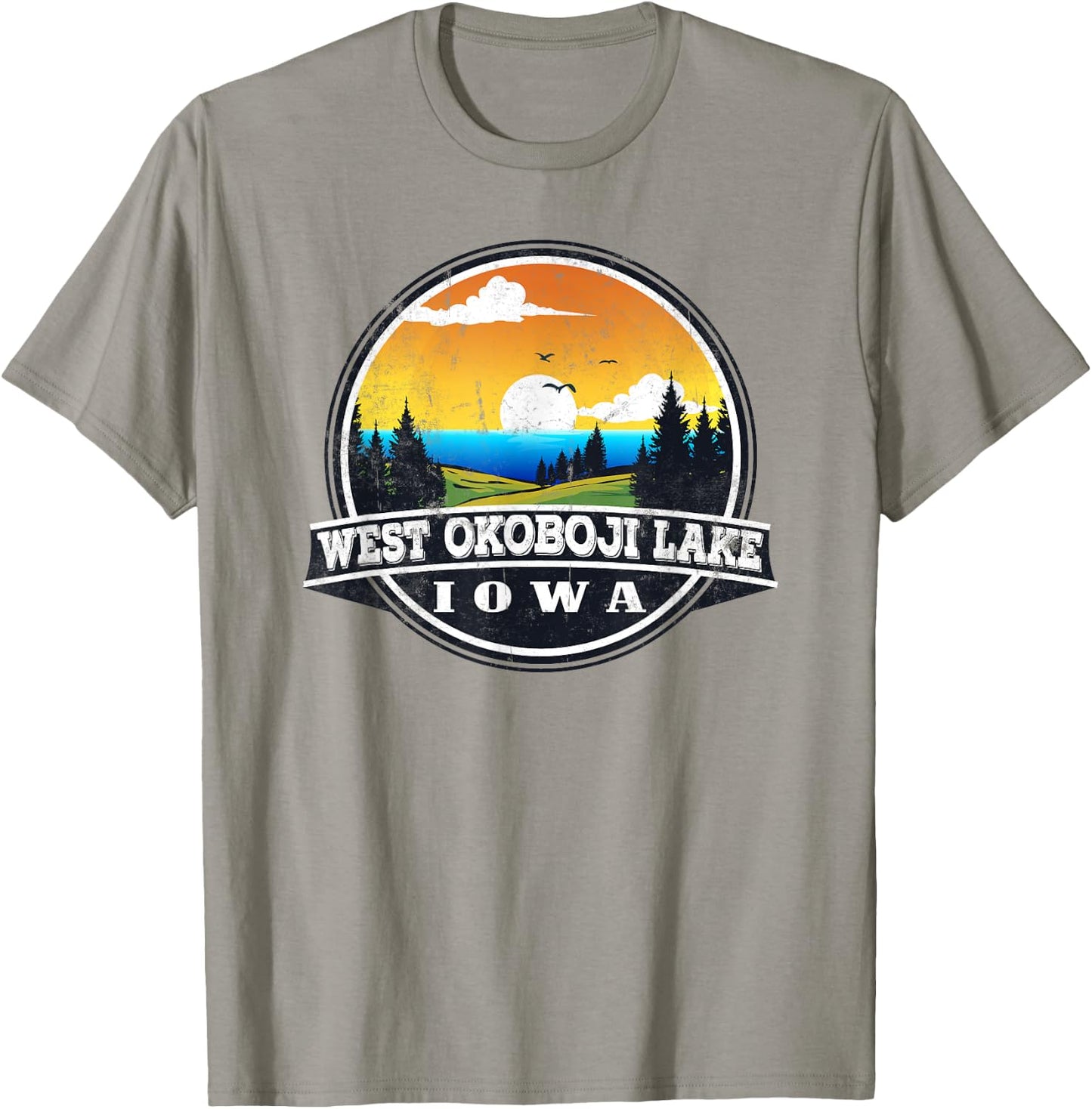 Fishing Boating Camping - Lakeview West Okoboji Lake T-Shirt - T-Shirt | Sand