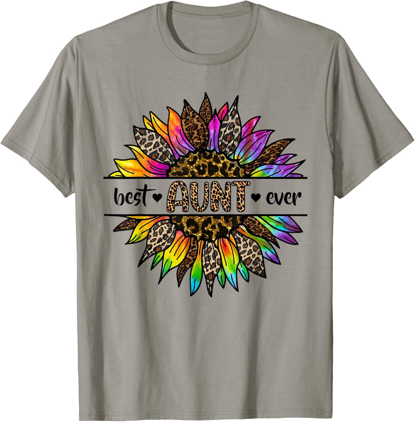 Best Aunt Ever Sunflower Leopard Tie Dye Auntie Mothers Day T-Shirt - T-Shirt | Sand