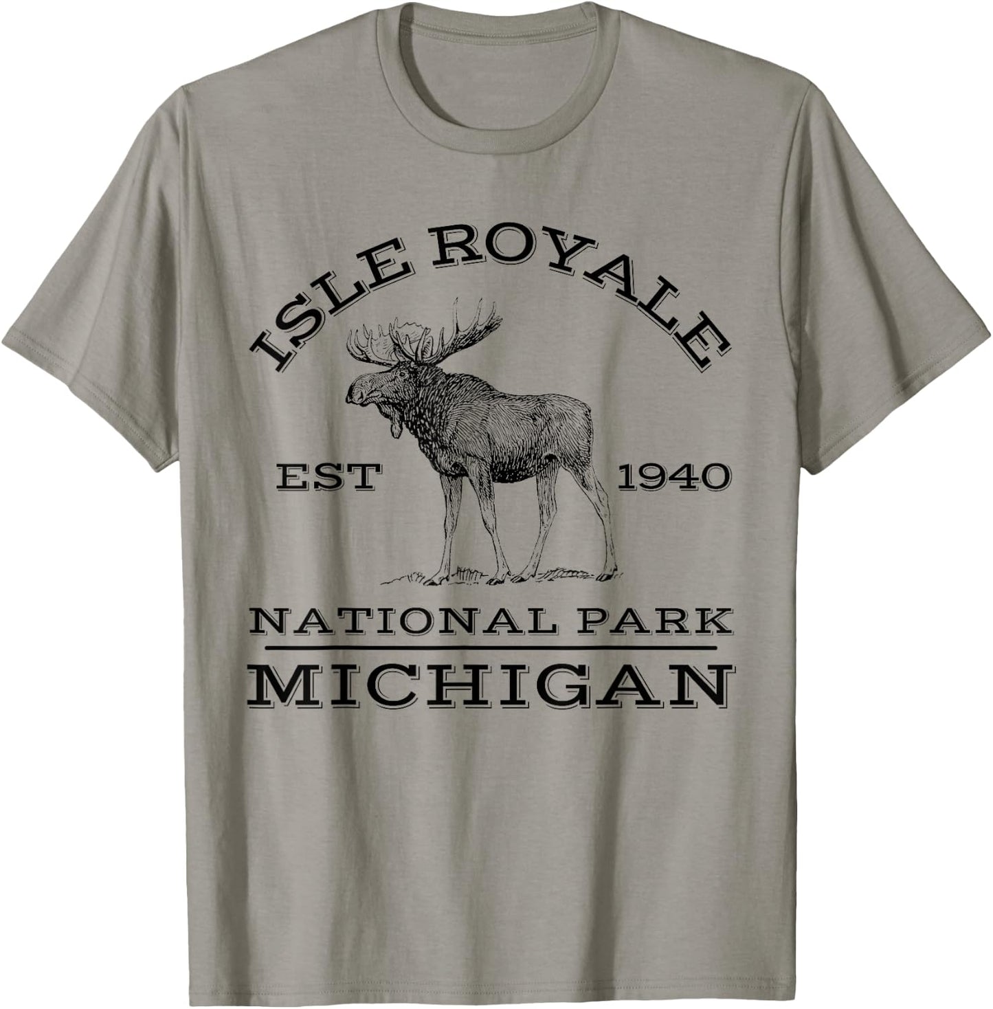 Isle Royale National Park Michigan Moose Hike Outdoors T-Shirt - T-Shirt | Sand