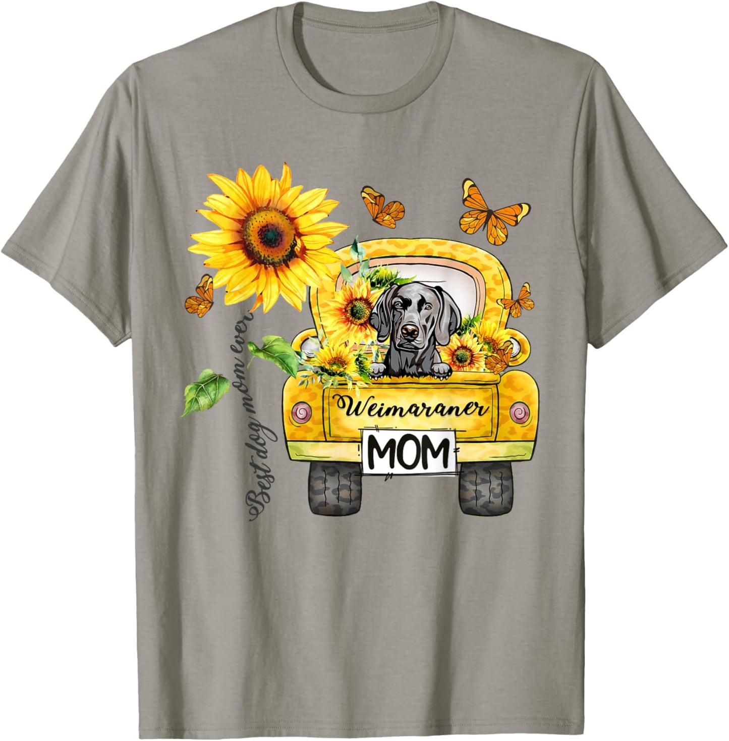 Weimaraner Mom Sunflower Best Dog Mom Ever Mother's Day T-Shirt - T-Shirt | Sand