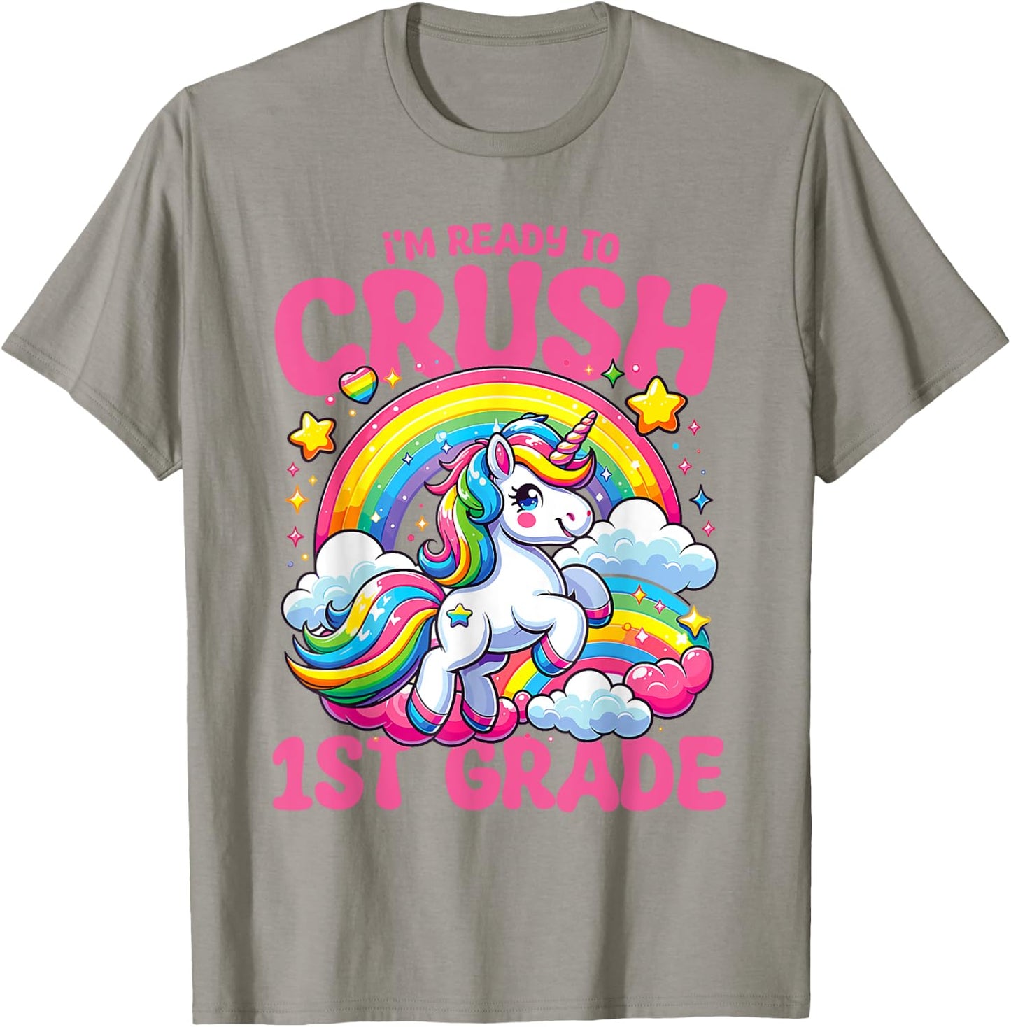 Crush 1st Grade Unicorn Girls Teacher Back to School T-Shirt - T-Shirt | Sand