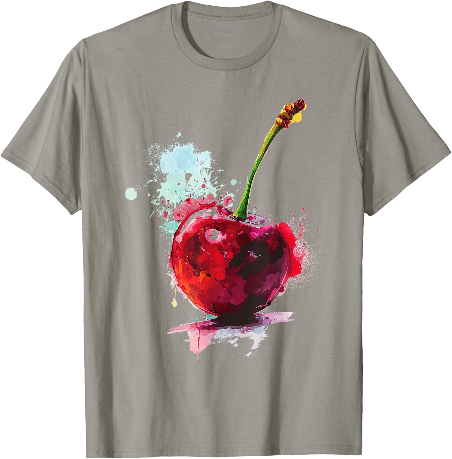 Cherry Pattern Painting , white, S T-Shirt - T-Shirt | Sand