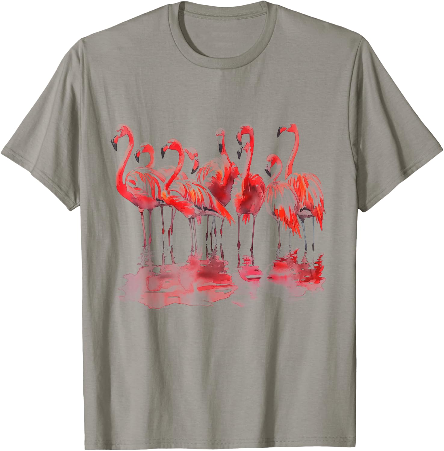 Flamingo Watercolour Art Vintage Flamingo Lovers White T-Shirt - T-Shirt | Sand