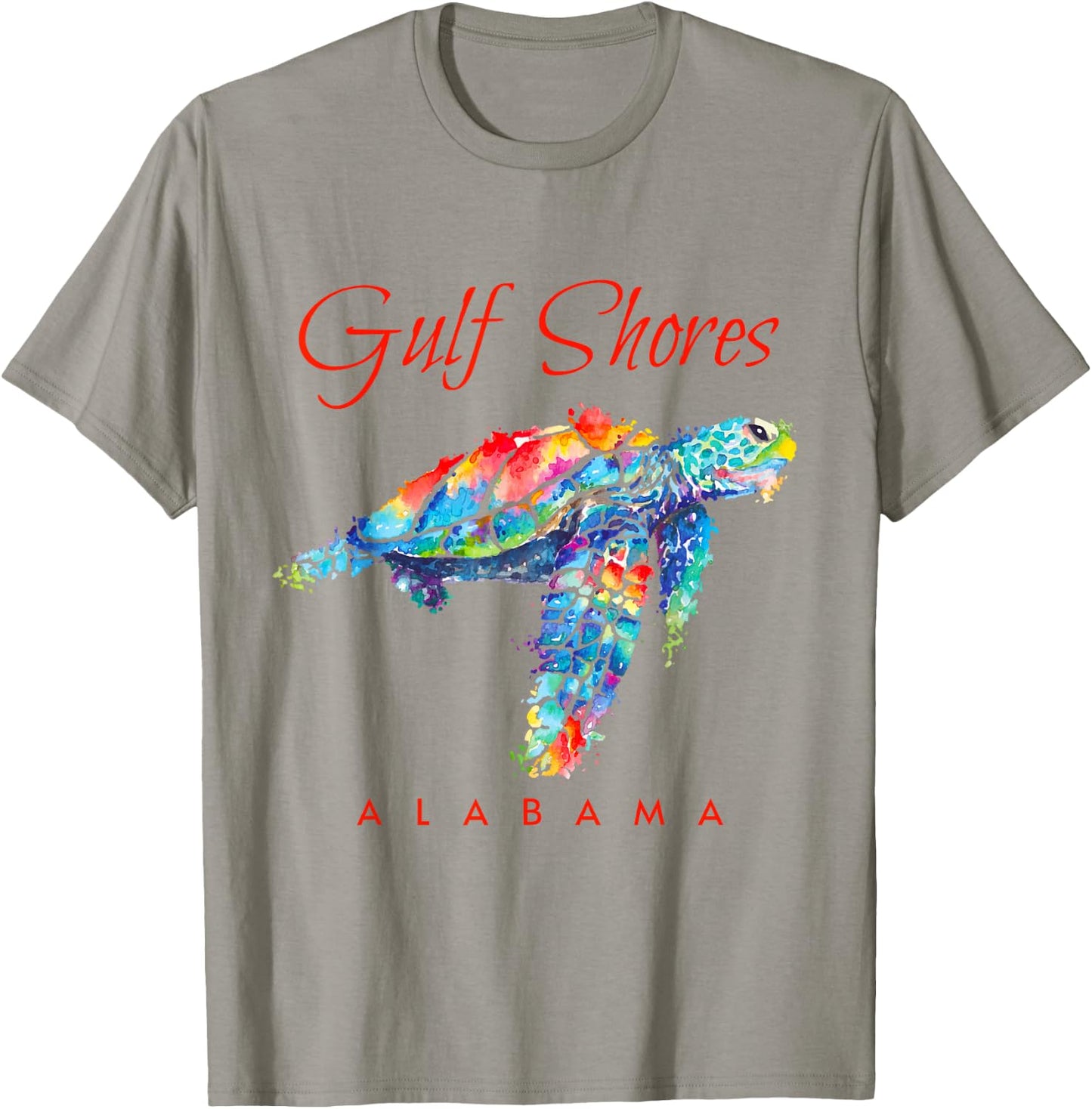Gulf Shores Alabama Watercolor Sea Turtle T-Shirt - T-Shirt | Sand