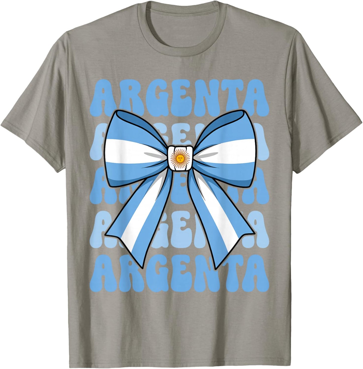 Argenta Groovy Coquette Bow Argentina Flag Argentinian Girl T-Shirt - T-Shirt | Sand