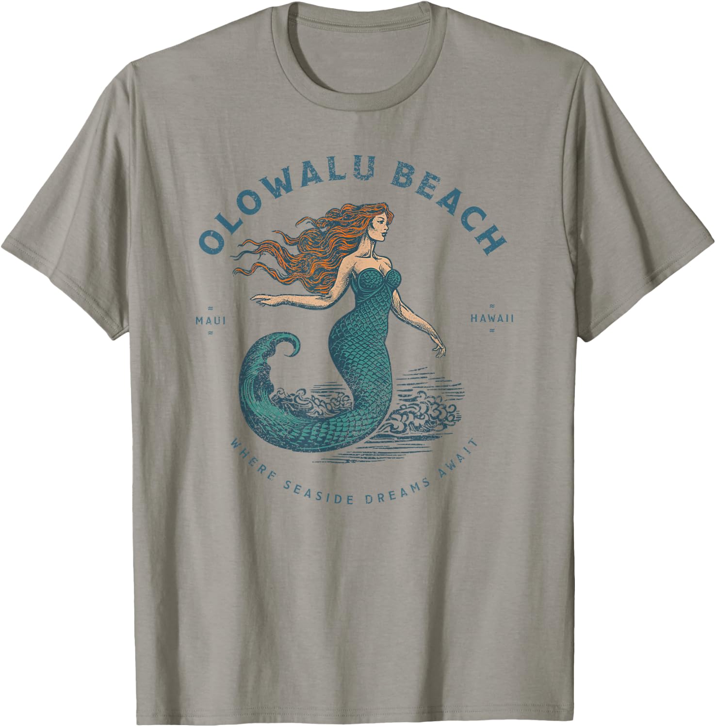 Olowalu Beach Maui Hawaii Retro Vintage Mermaid T-Shirt - T-Shirt | Sand