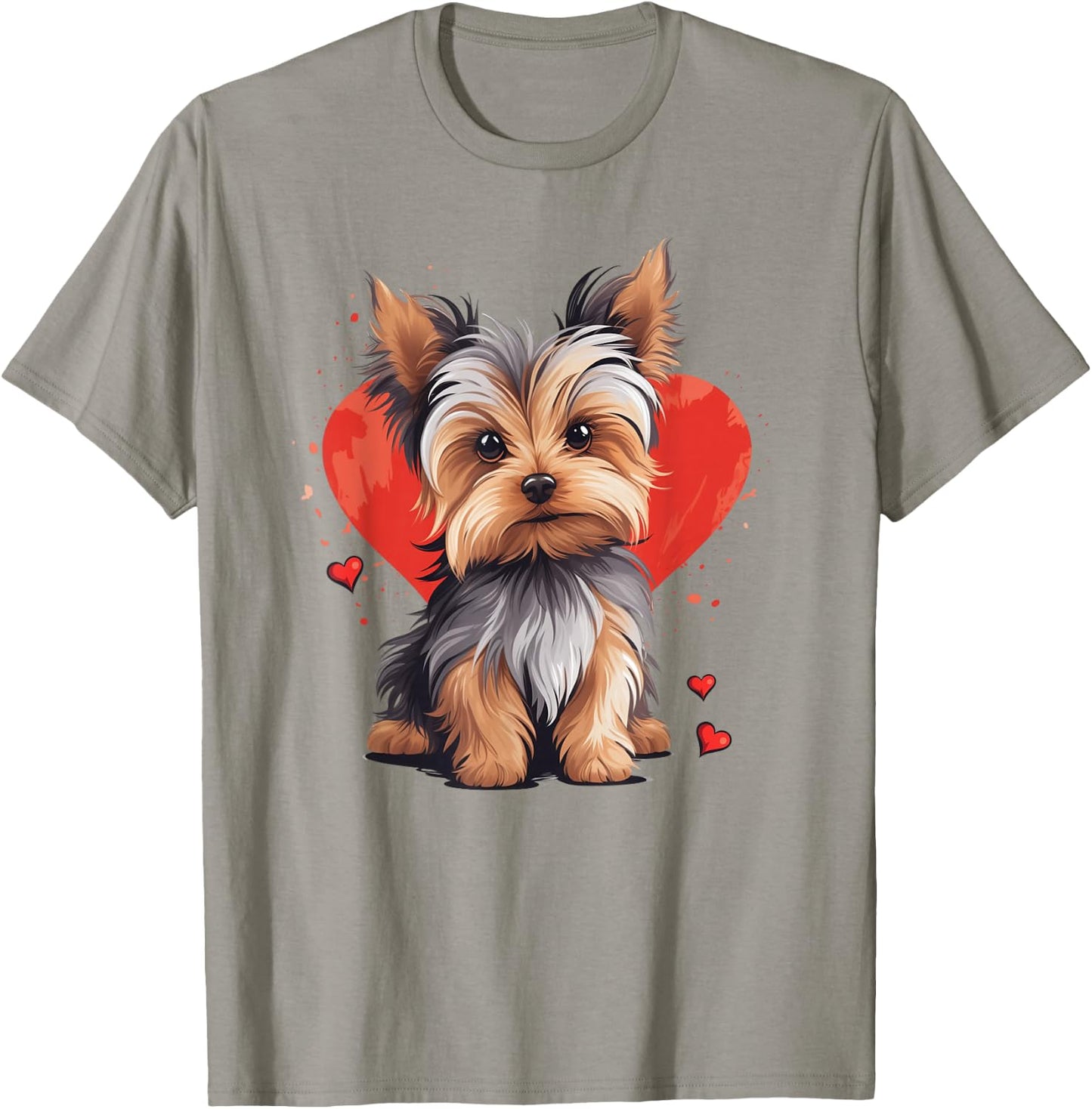 Yorkie Owner Mom Dad Yorkshire Terrier Dog Lover Valentine T-Shirt - T-Shirt | Sand