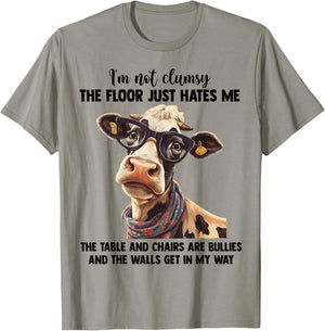Cow I'm Not Clumsy The Floor Just Hates Me The Table T-Shirt - T-Shirt | Sand