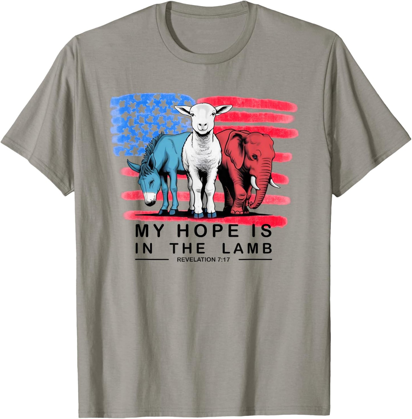 Vintage My Hope Is In The Lamb Christian God Jesus USA Flag T-Shirt - T-Shirt | Sand