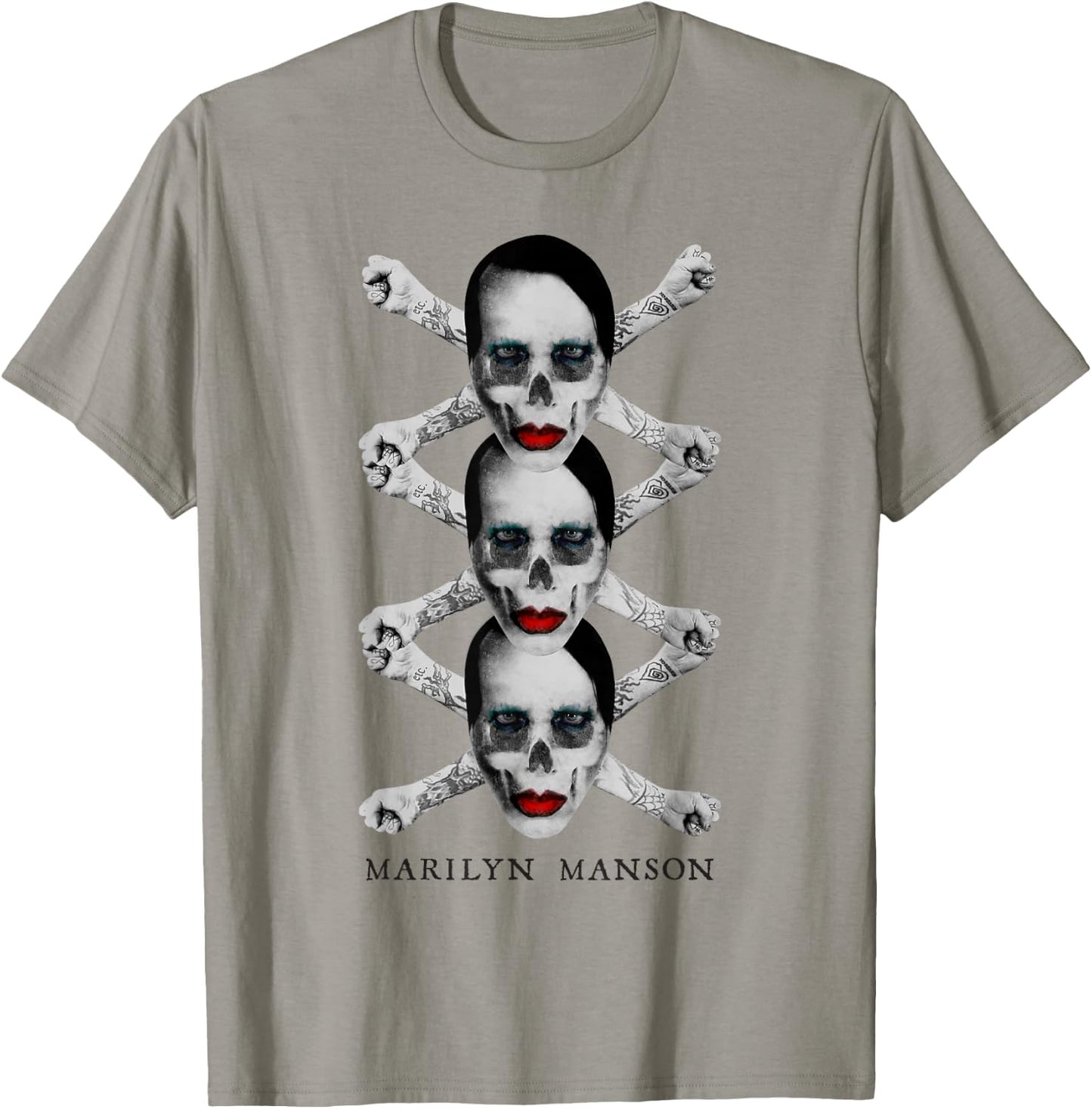 Marilyn Manson Crossbones X3 , white, S T-Shirt - T-Shirt | Sand