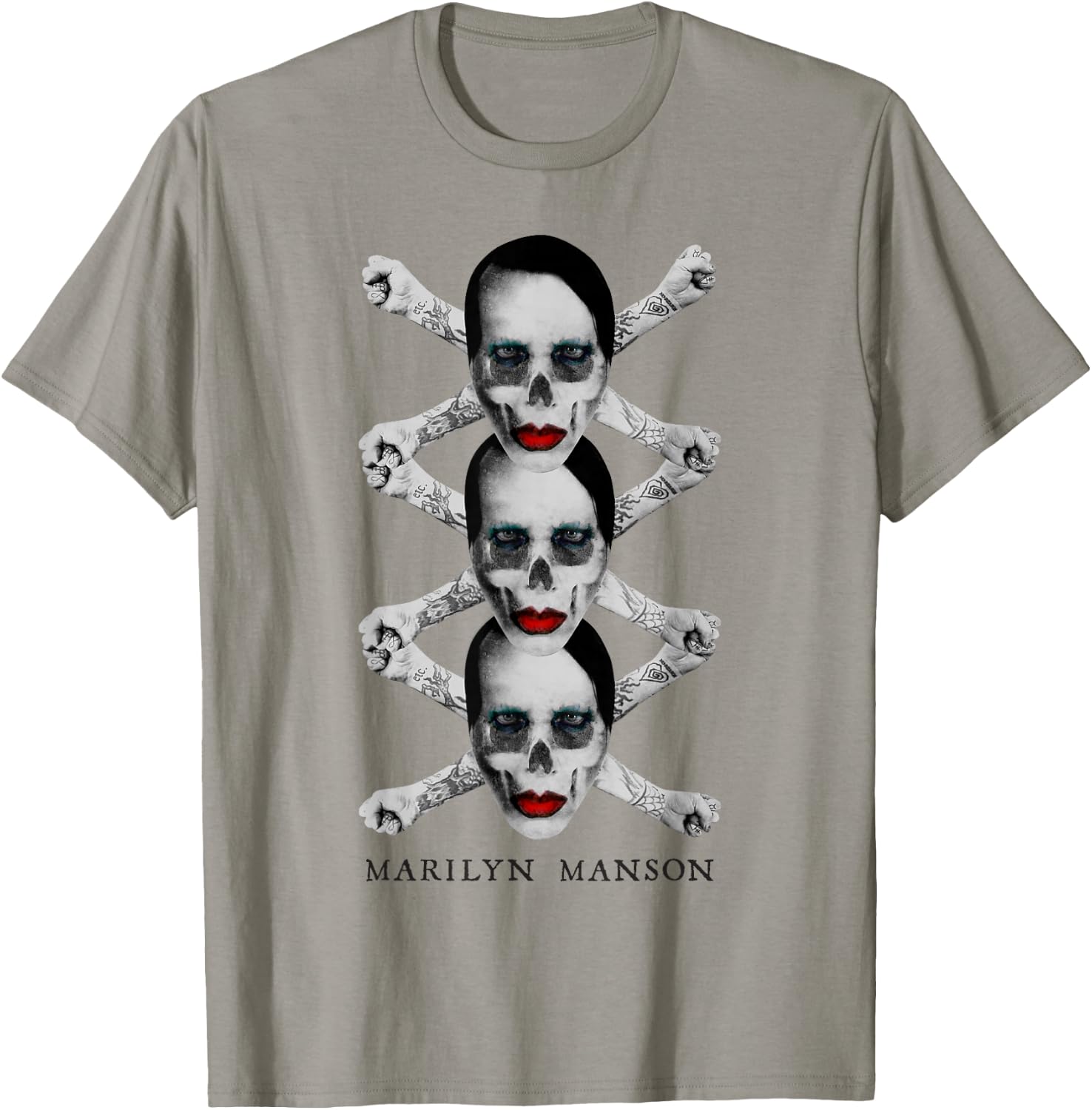 Marilyn Manson Crossbones X3 , white, S T-Shirt - T-Shirt | Sand