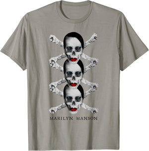 Marilyn Manson Crossbones X3 , white, S T-Shirt - T-Shirt | Sand