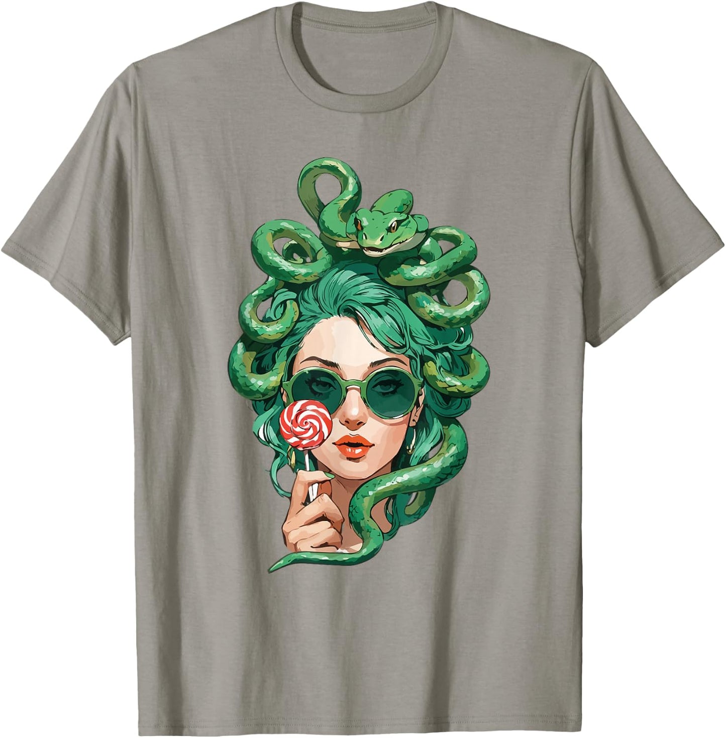 Medusa Lollipop - Modern Greek Mythology Fun T-Shirt - T-Shirt | Sand