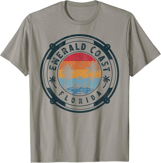 Emerald Coast Beach Florida Summer Vacation Vintage Sunset T-Shirt - T-Shirt | Sand