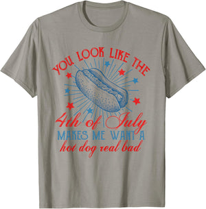 Retro You Look Like The 4th Of July Makes Me Want A Hotdog Men T-Shirt - T-Shirt | Sand