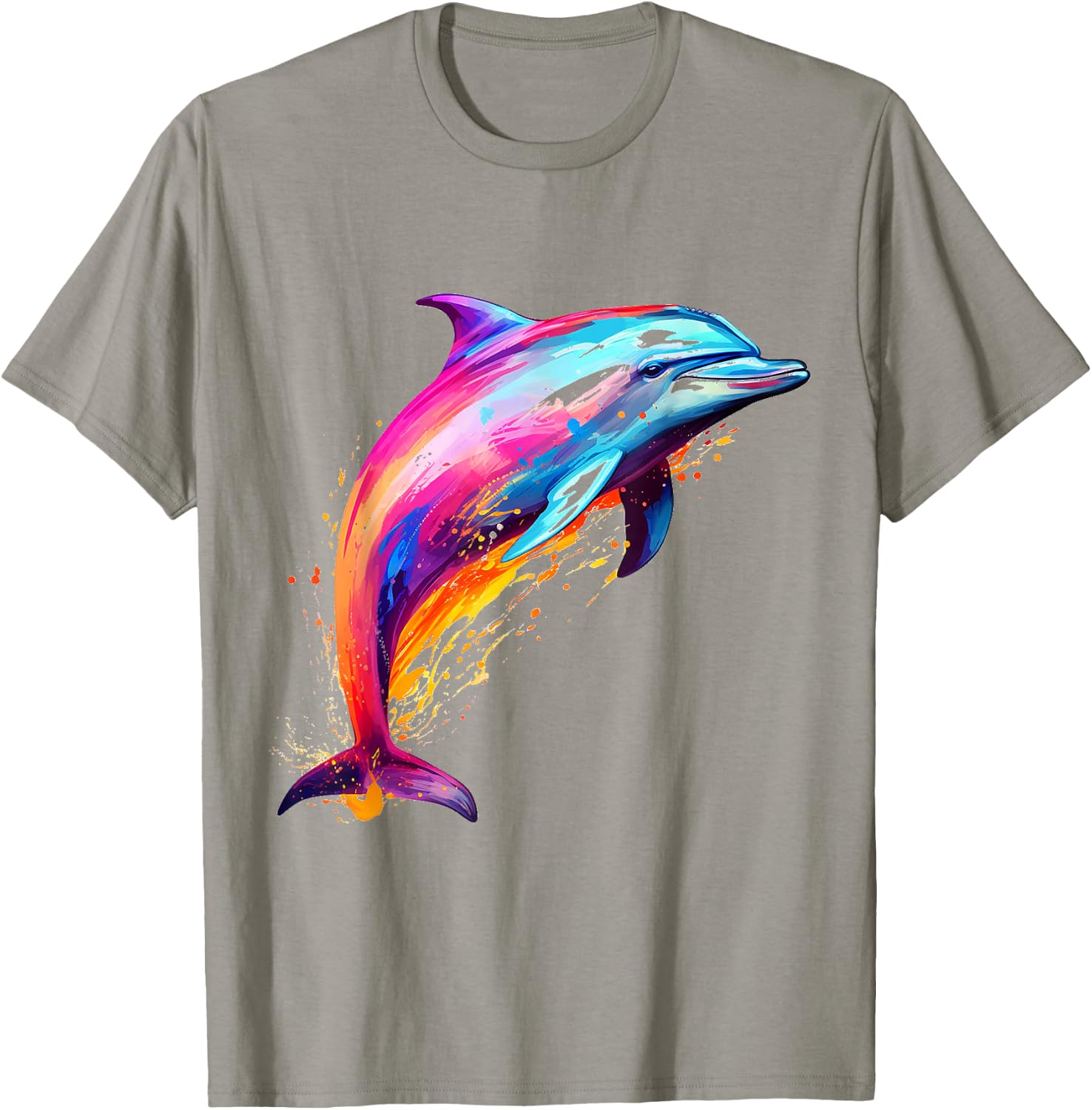 Colorful Painting Abstract Dolphin Pattern T-Shirt - T-Shirt | Sand