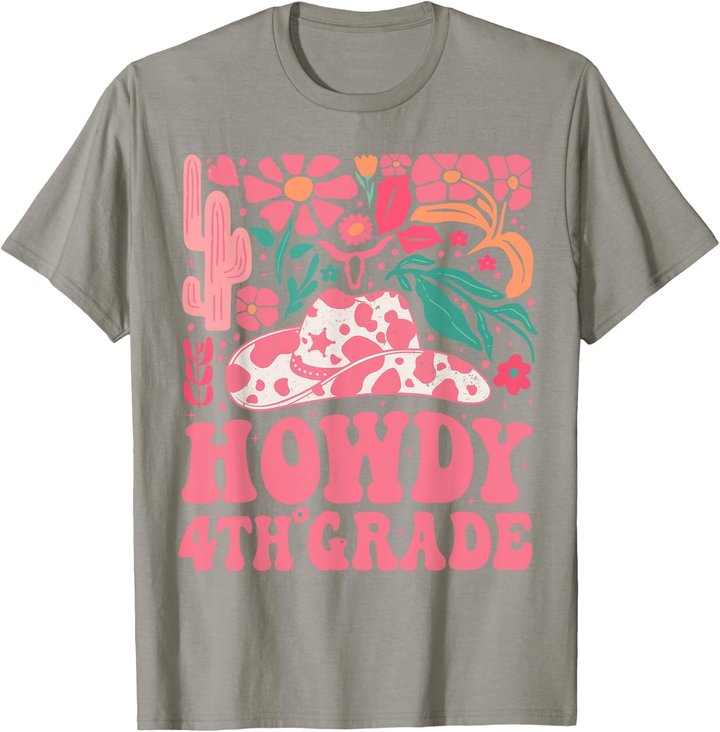 Howdy Fourth Grade Western Cowgirls 4th Grade Squad Teacher T-Shirt - T-Shirt | Sand
