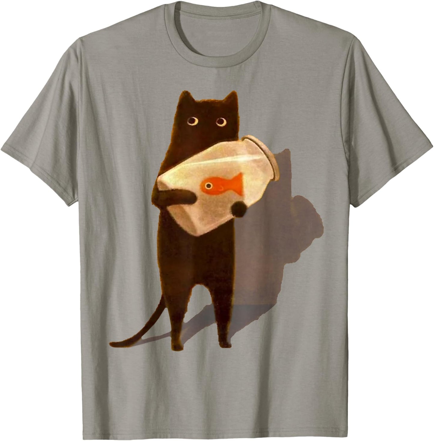 Eagerlys Cat Holding Goldfish Bowl Art Vintage T-Shirt - T-Shirt | Sand