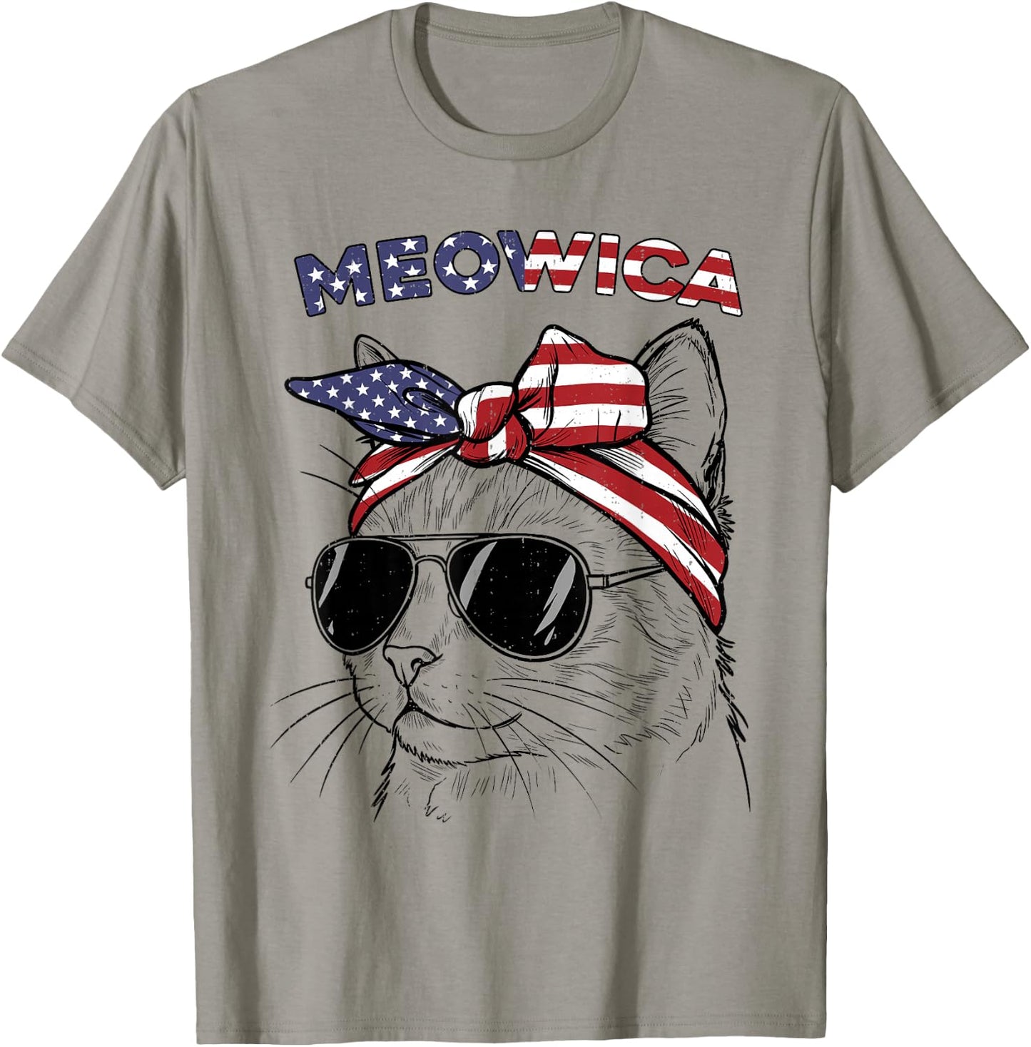 4th of July Cat Meowica USA America Patriotic Women Girls T-Shirt - T-Shirt | Sand