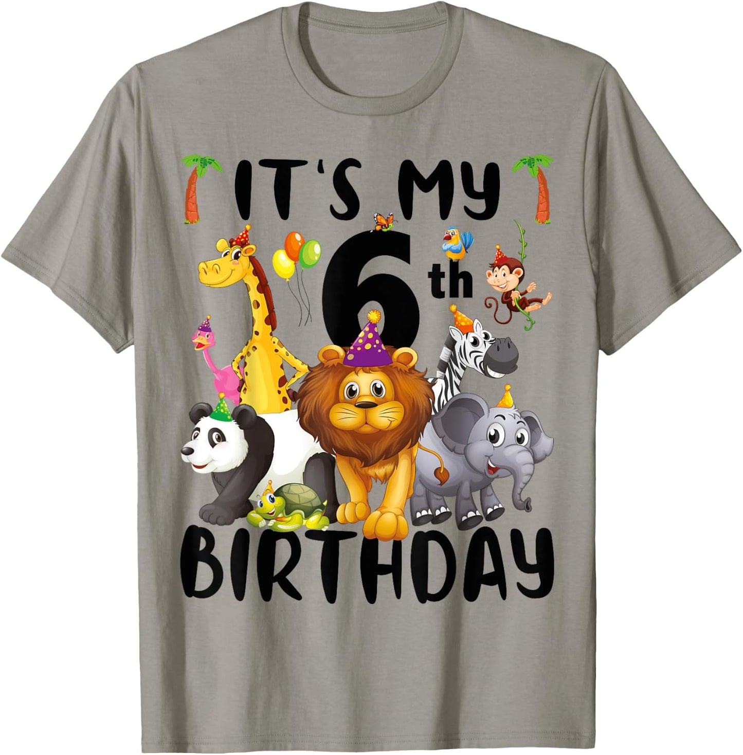 Its My 6th Birthday Zoo Shirt Safari Jungle Animals Lover T-Shirt - T-Shirt | Sand