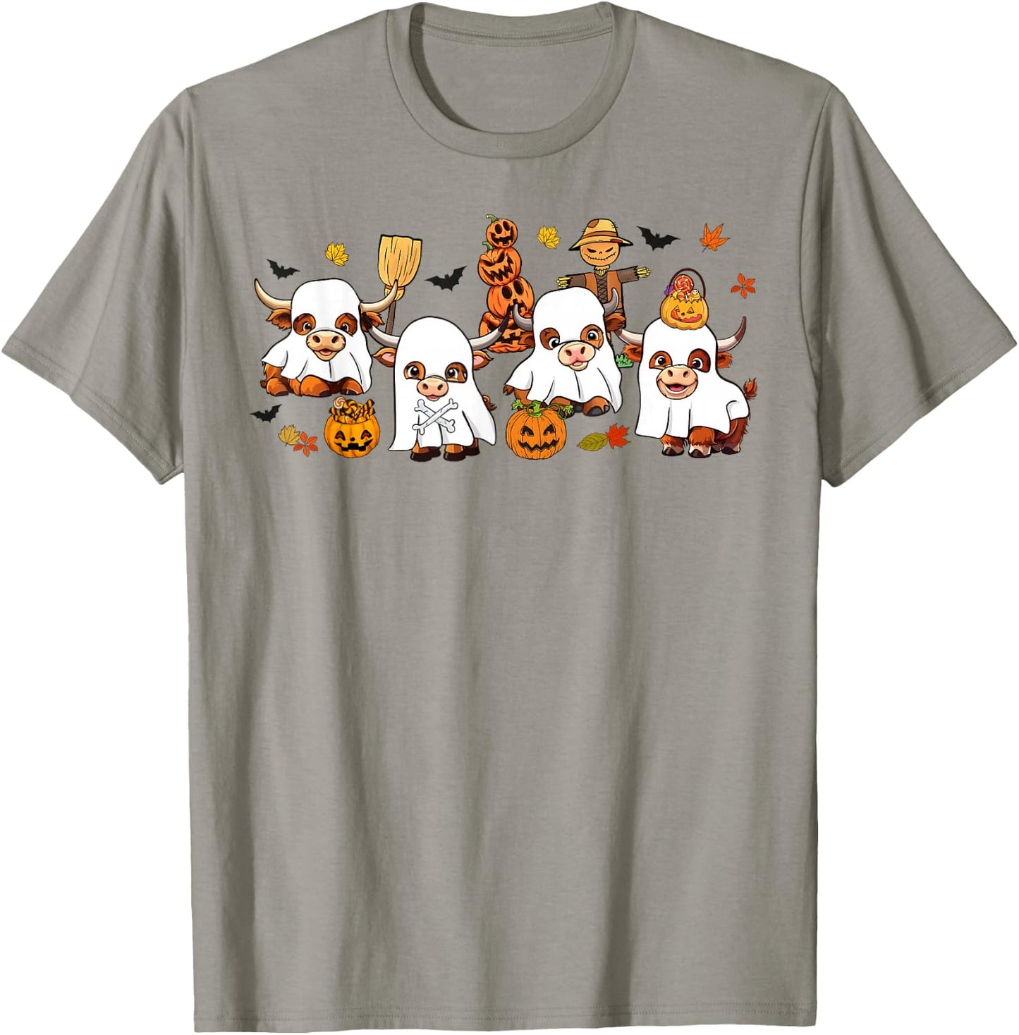 Cute Highland Cows Lovers Cow Ghost Spooky Western Halloween T-Shirt - T-Shirt | Sand