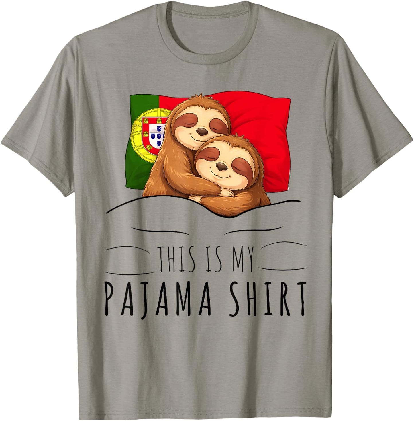 Portuguese Flag Pajama Sleeping Sloth Sleepover Portugal T-Shirt - T-Shirt | Sand