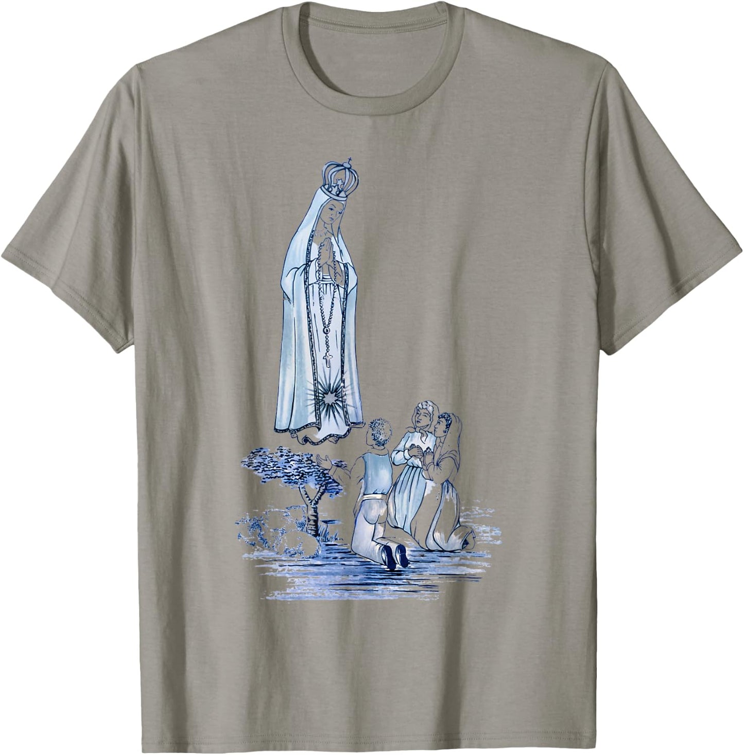 Our lady of Fatima and 3 shepherd children praying T-Shirt - T-Shirt | Sand