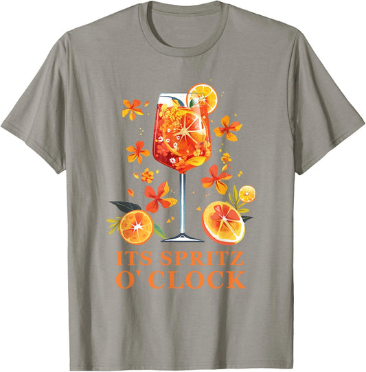 Its Spritz O Clock Aperrollin Outfit for Cocktail Sayings , White, S T-Shirt - T-Shirt | Sand