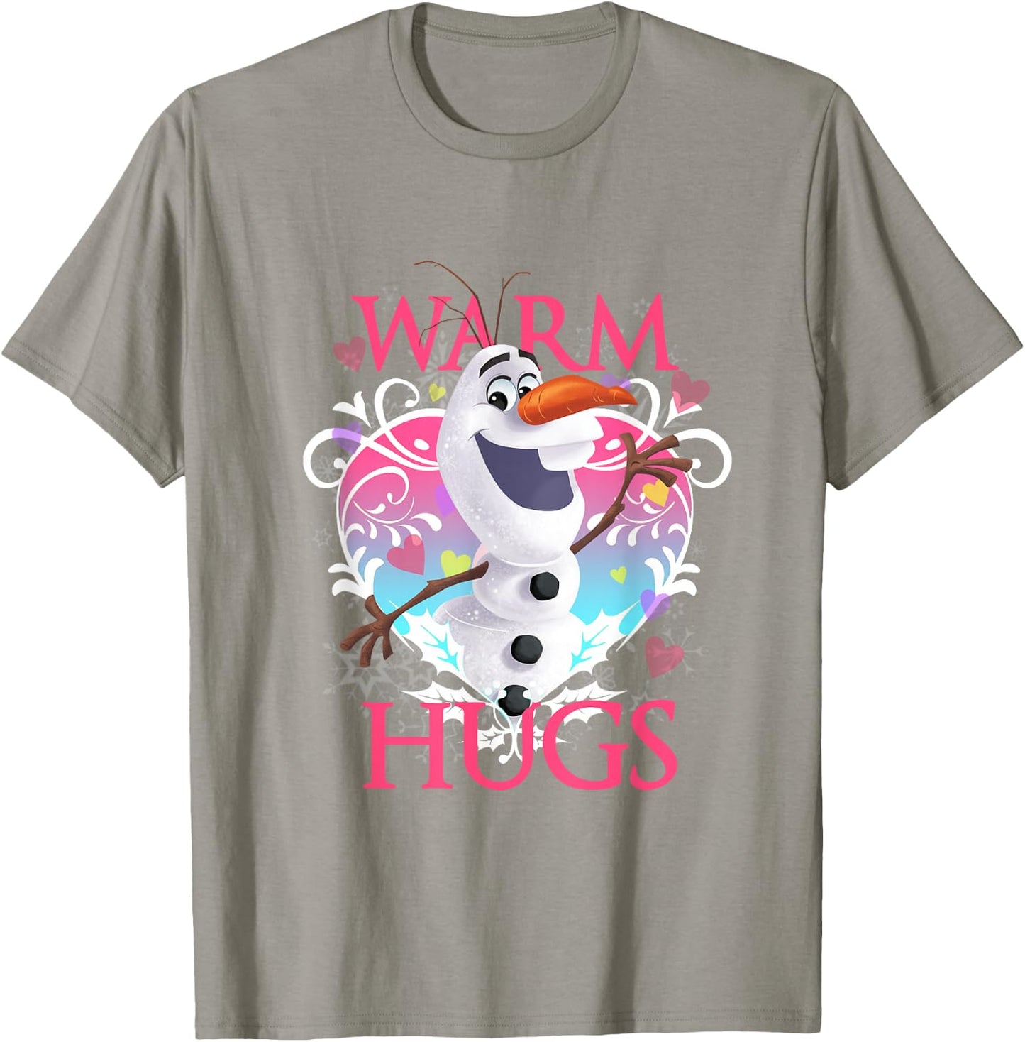 Disney Frozen Warm Hugs Olaf Heart Shaped Vintage Portrait T-Shirt - T-Shirt | Sand