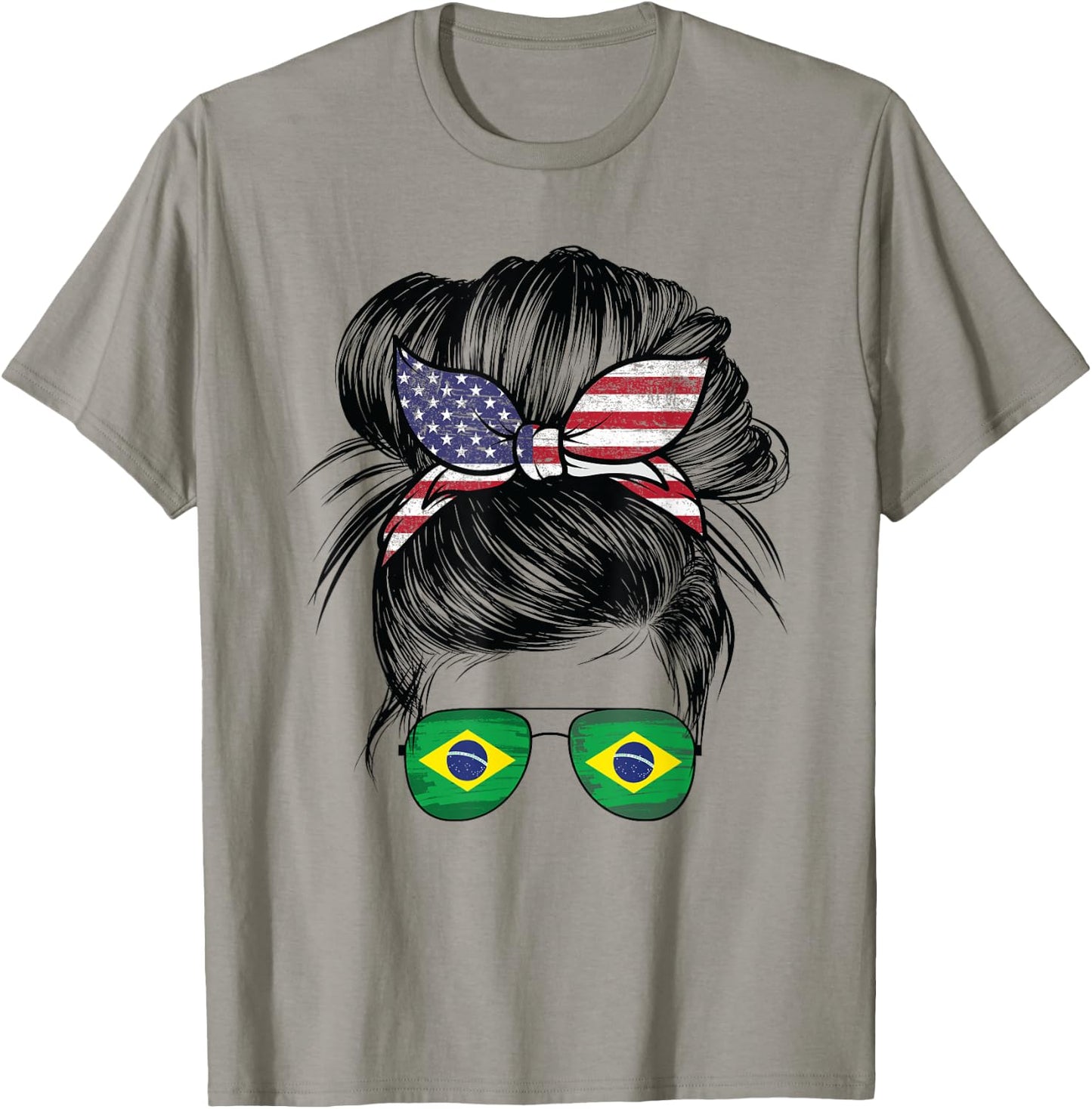 Half American Half Brazilian Girl USA Brazil Flag Patriot T-Shirt - T-Shirt | Sand