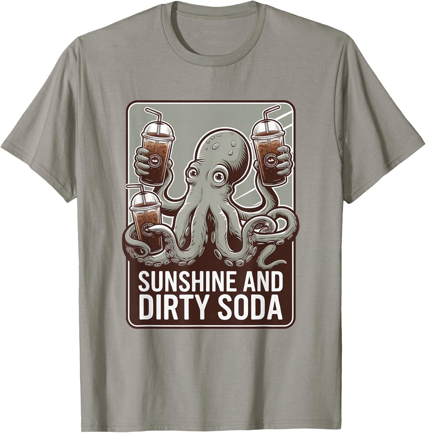 Dirty Soda Capitan Octopus Iced Beverage T-Shirt - T-Shirt | Sand