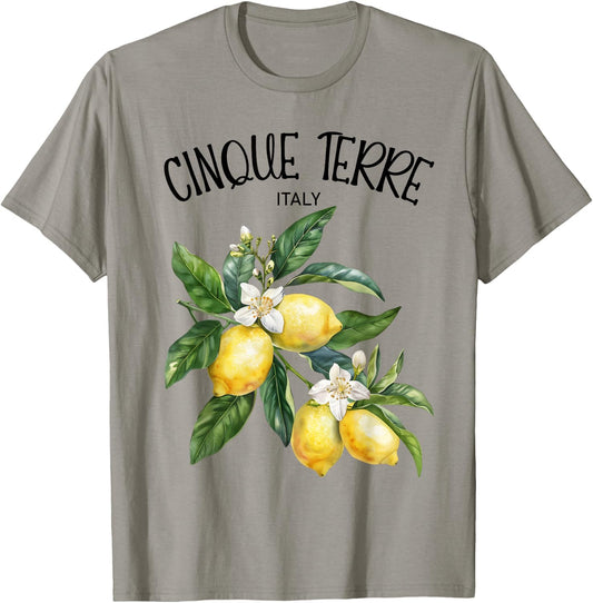 Cinque Terre Lemon Art Italian Fruit Lover Italy Riviera T-Shirt - T-Shirt | Sand