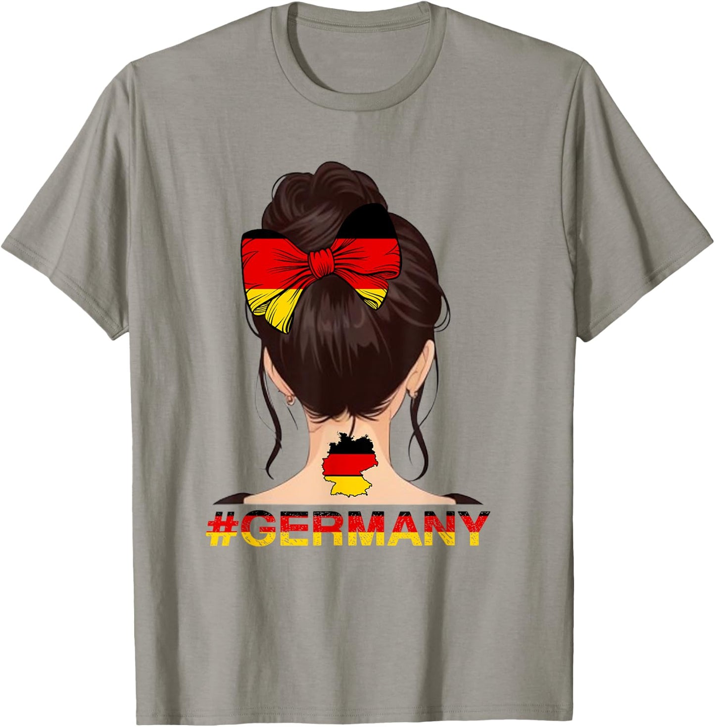 Deutsches Mädchen - Messy Bun mit Deutschland-Flagge T-Shirt - T-Shirt | Sand