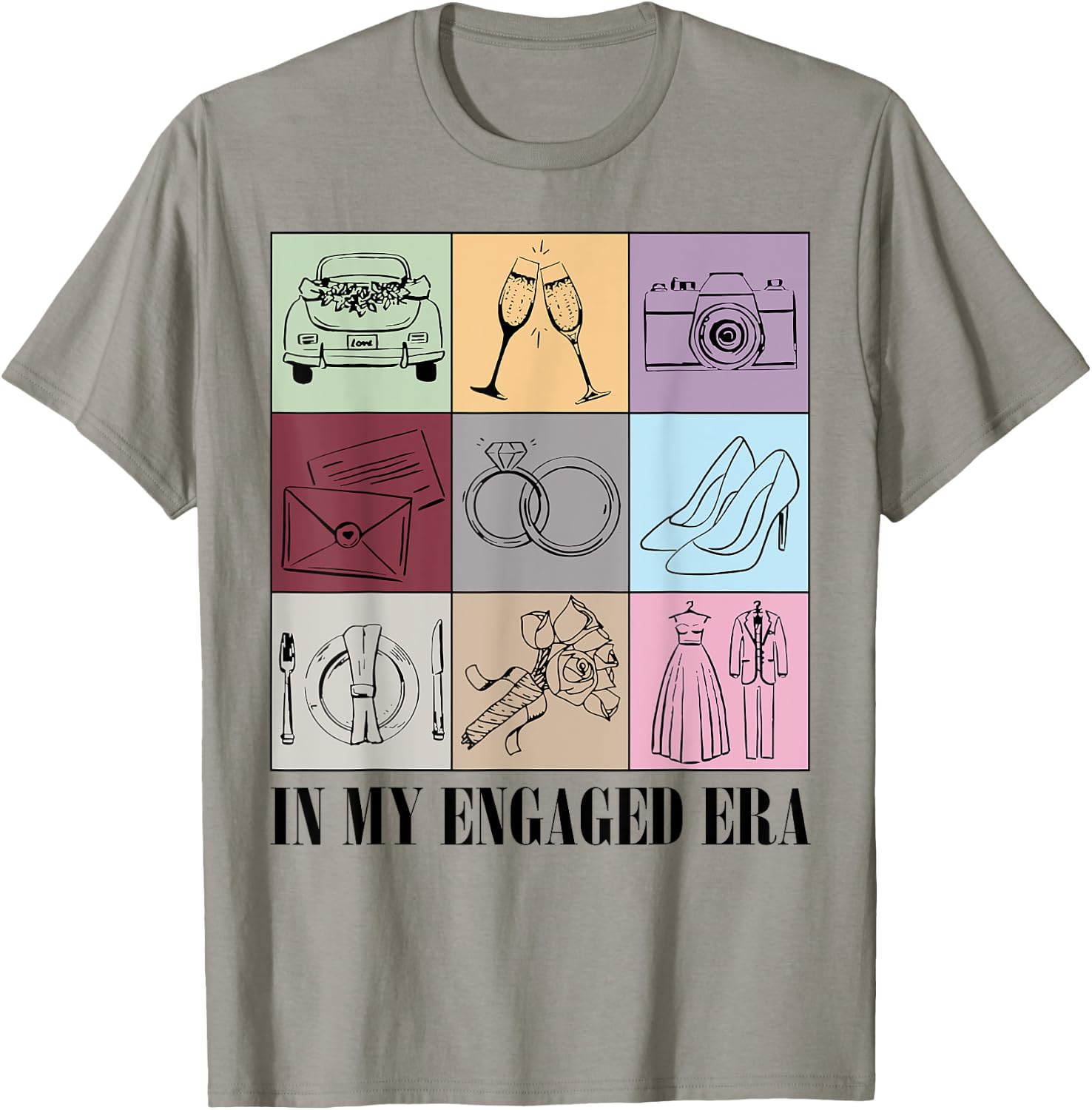 In My Engaged Era Retro Bride Wedding Engagement Party T-Shirt - T-Shirt | Sand