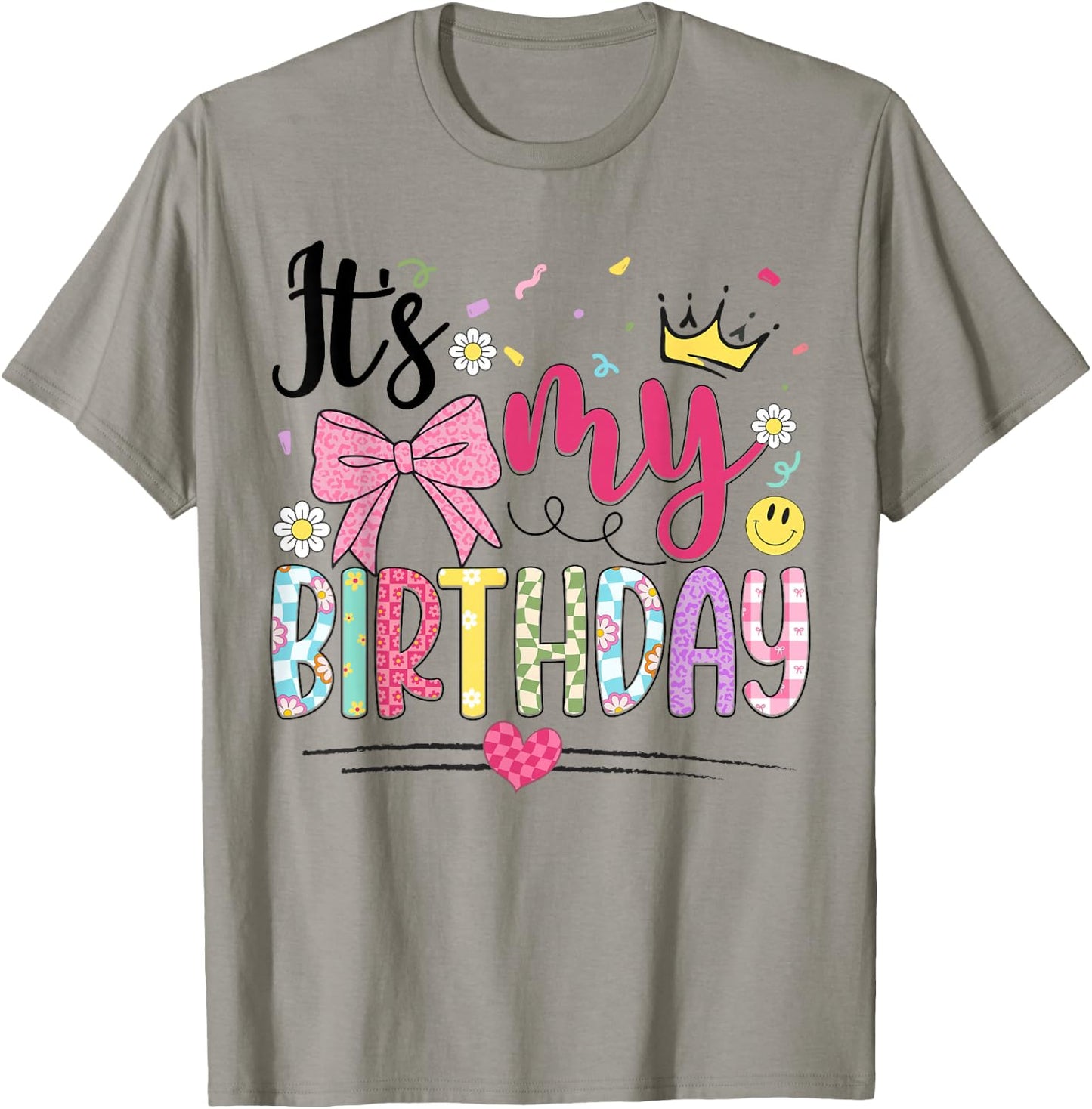 It's My Birthday Coquette Bow Flower Birthday Women Girl Kid T-Shirt - T-Shirt | Sand