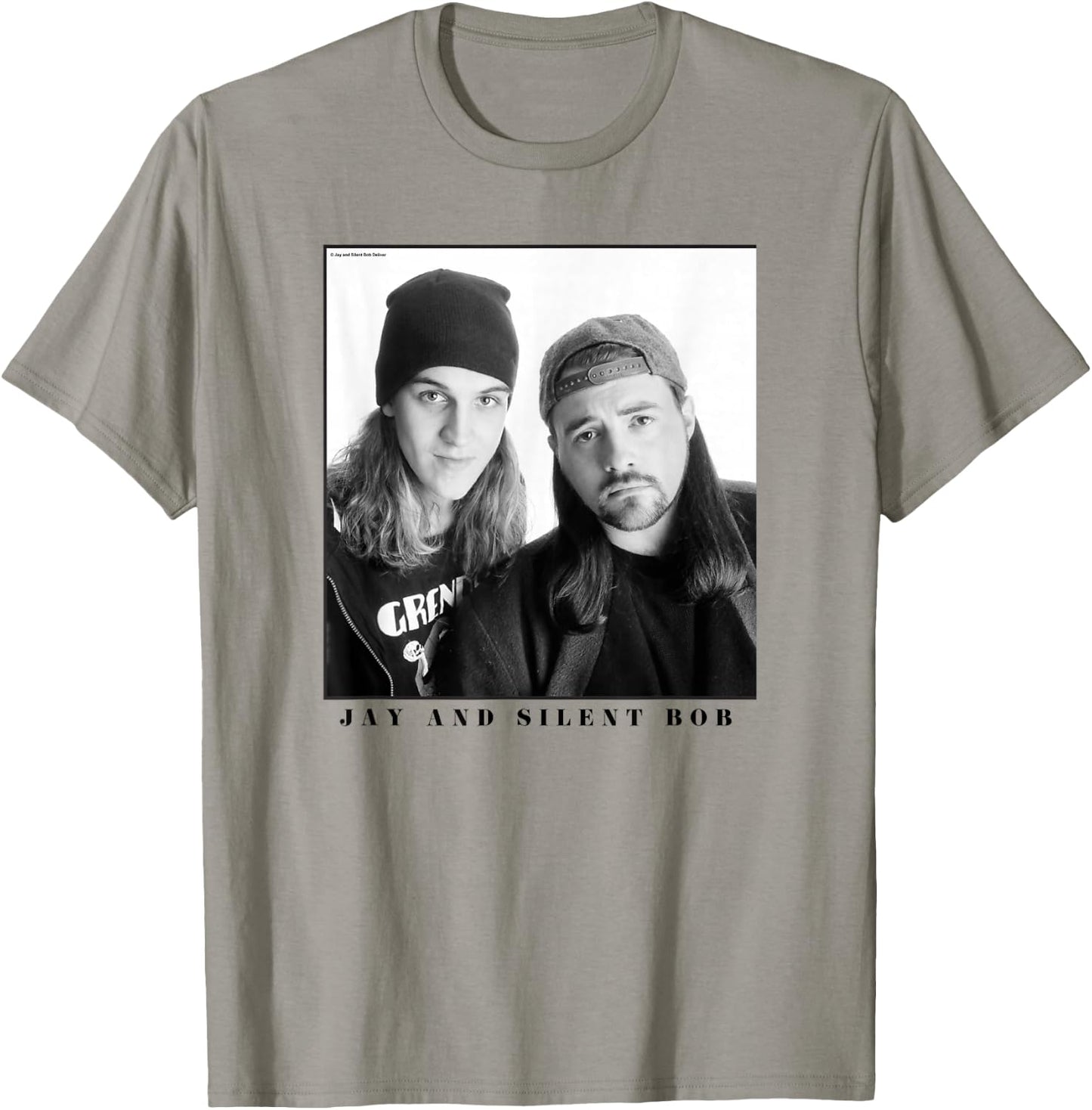 Jay & Silent Bob Boxed Up Simple Black & White Portrait T-Shirt - T-Shirt | Sand