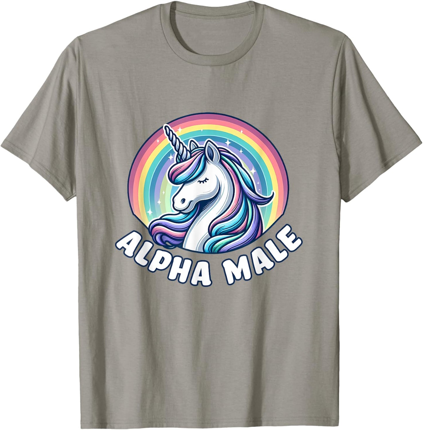 Ironic Cute Alpha Male Unicorn Funny Sarcastic Humor Men T-Shirt - T-Shirt | Sand