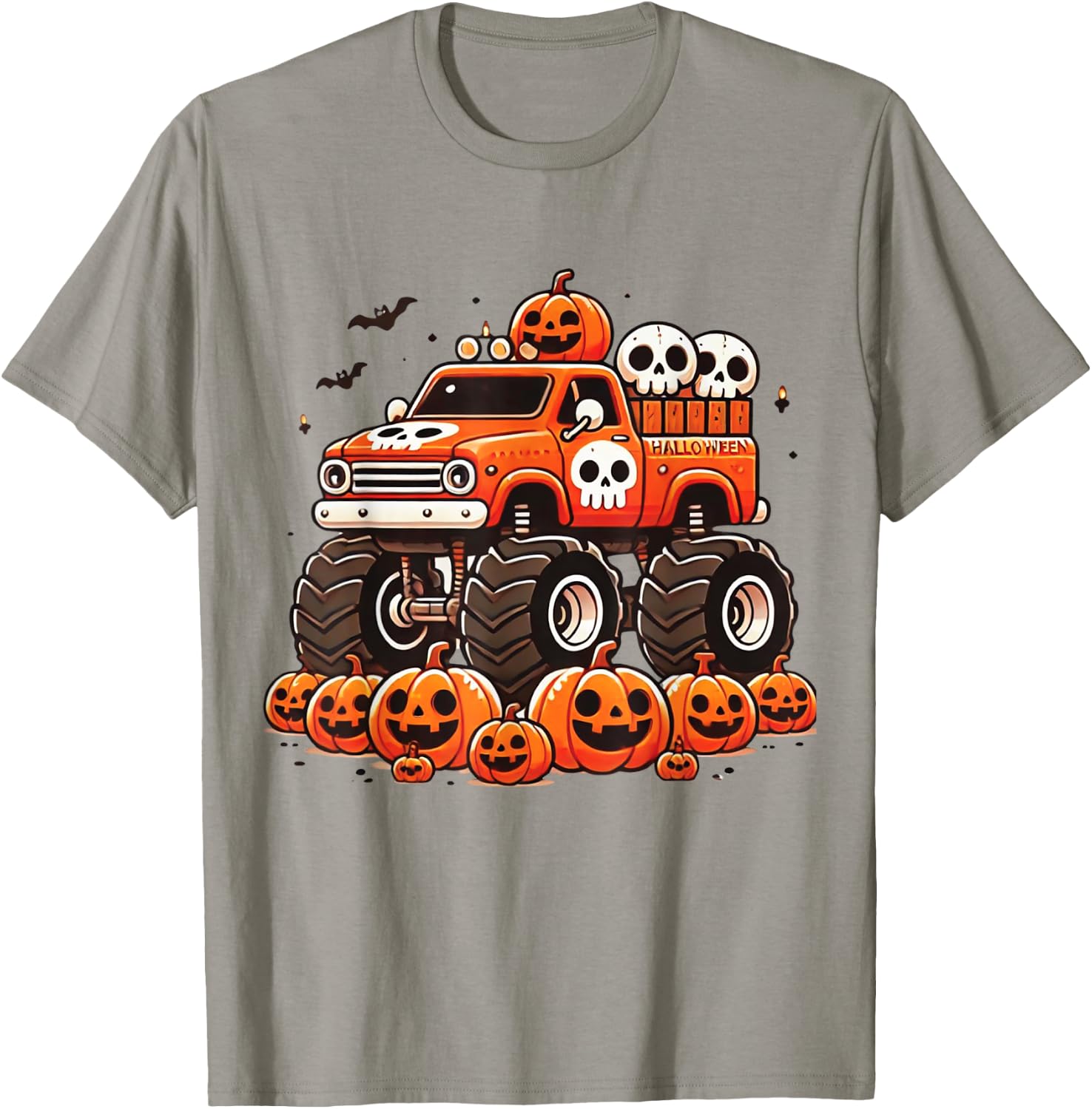 Kids Monster Truck Pumpkin Jack O Lantern Halloween Costume T-Shirt - T-Shirt | Sand