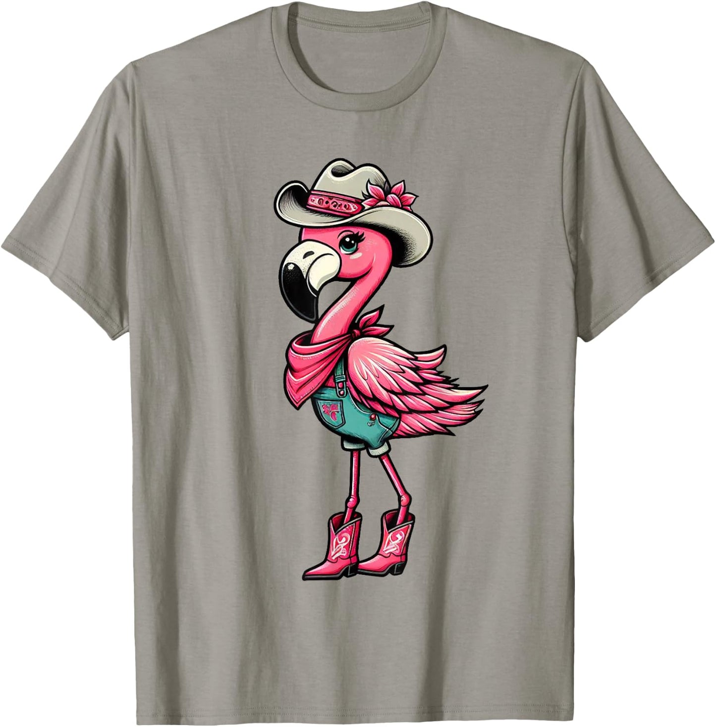 Flamingo Cowgirl Women Girl Cute Flamingo Tropical Birds T-Shirt - T-Shirt | Sand