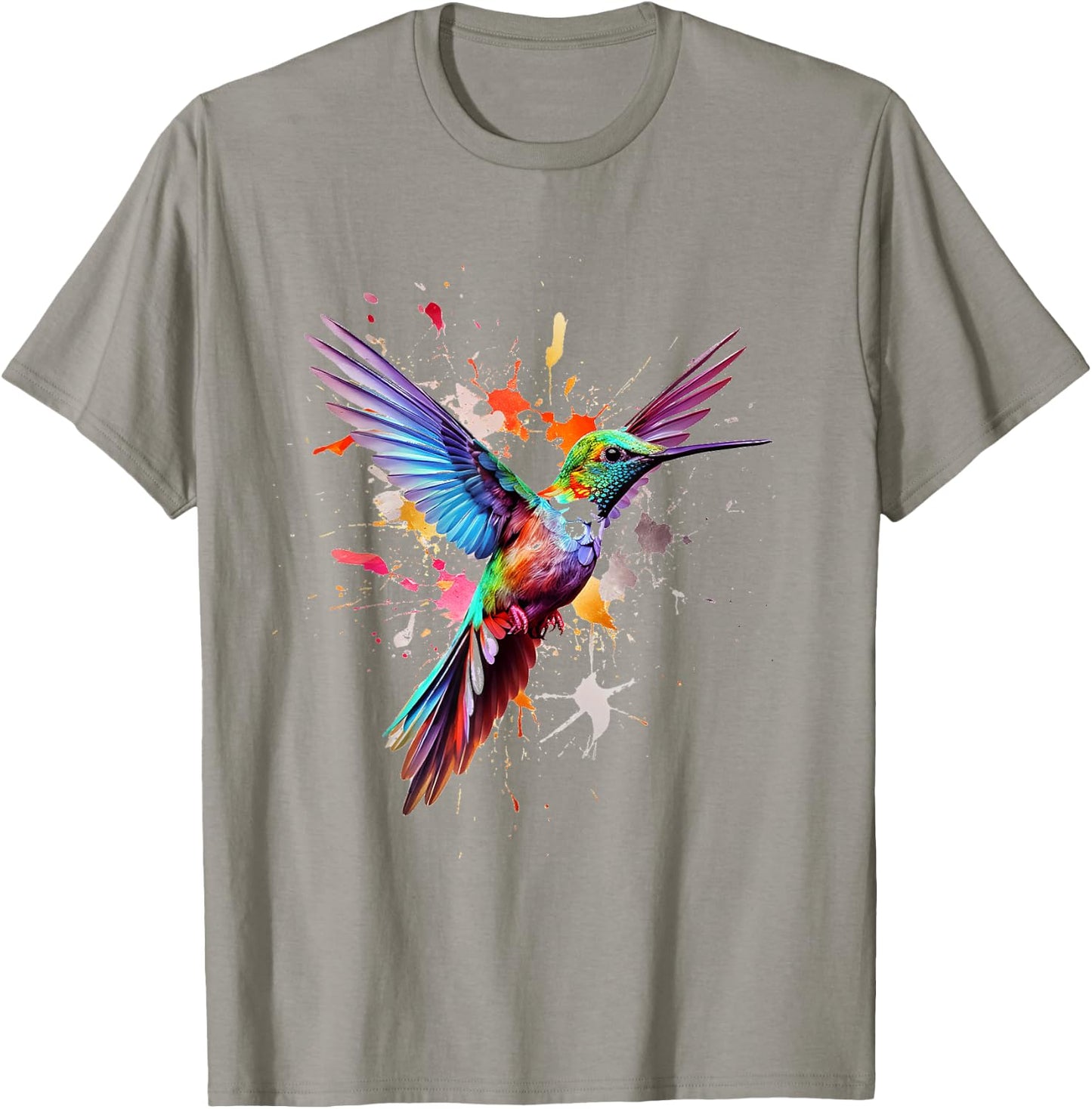 Hummingbird Animal Graphic Colorful Hummingbird , white, S T-Shirt - T-Shirt | Sand