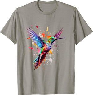 Hummingbird Animal Graphic Colorful Hummingbird , white, S T-Shirt - T-Shirt | Sand
