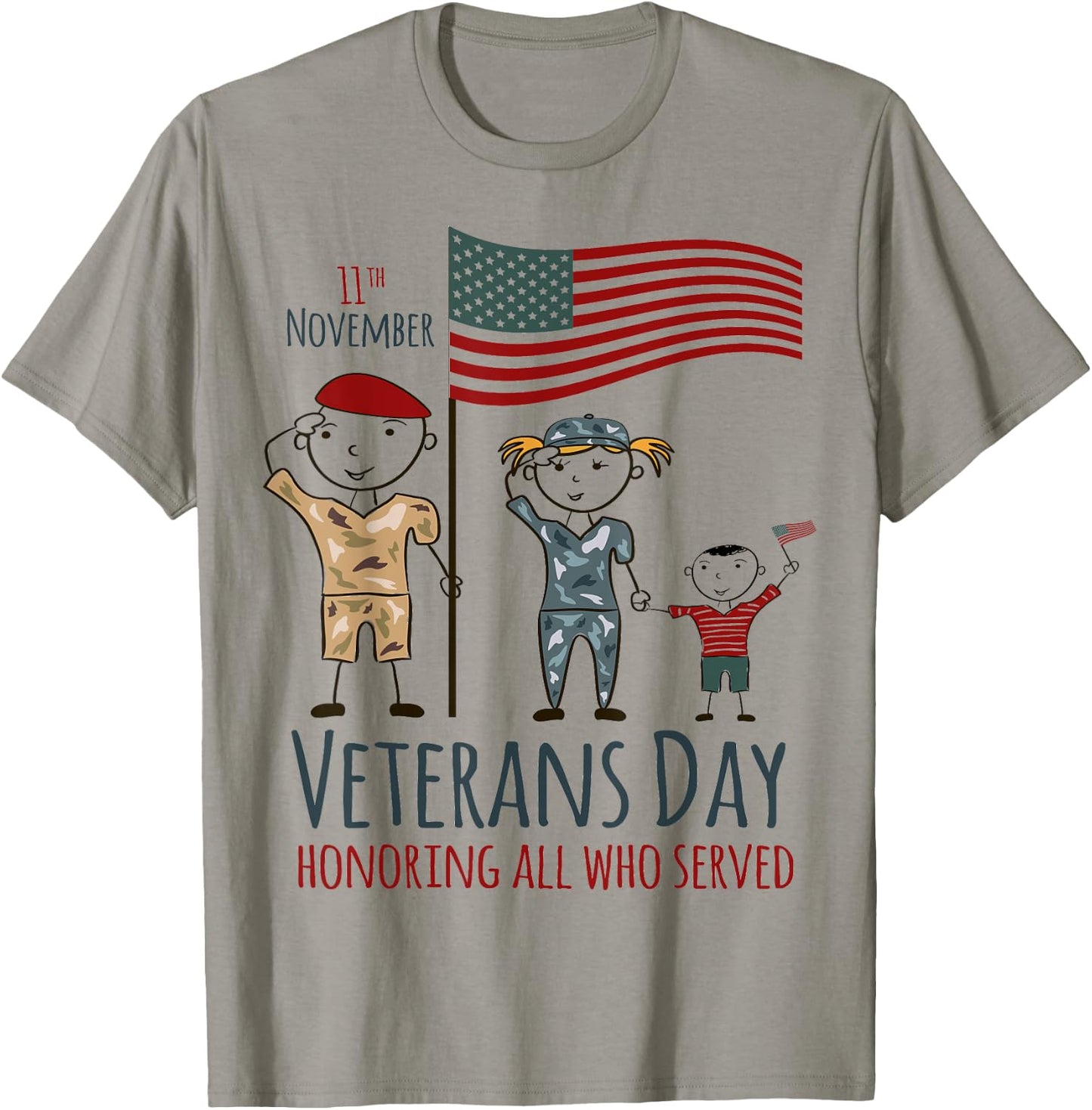 Veterans Day Shirt USA American Flag Military Family Son Kid T-Shirt - T-Shirt | Sand