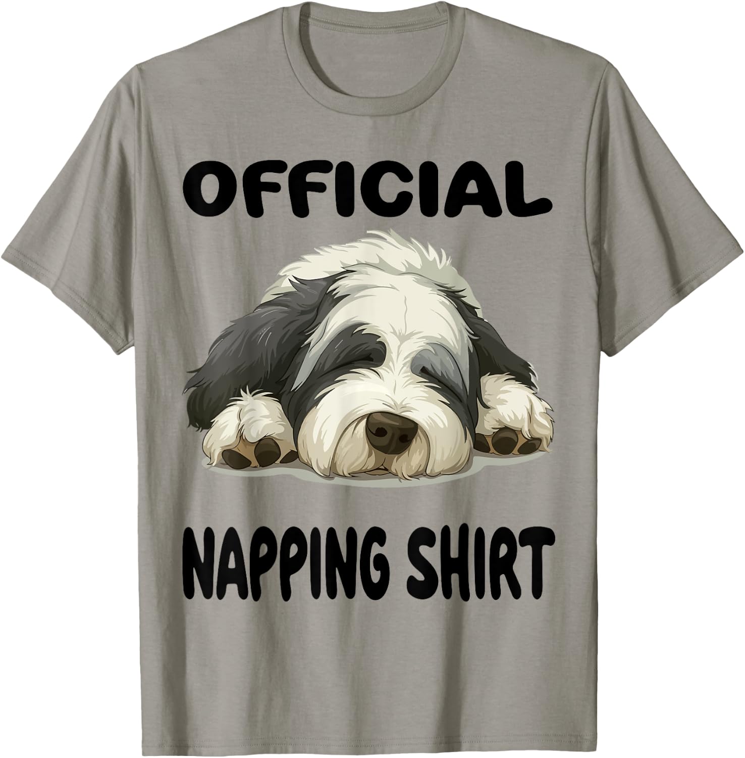 Bobtail Old English Sheepdog Official Napping shirt Pajamas Men Women Girls Kids T-Shirt - T-Shirt | Sand