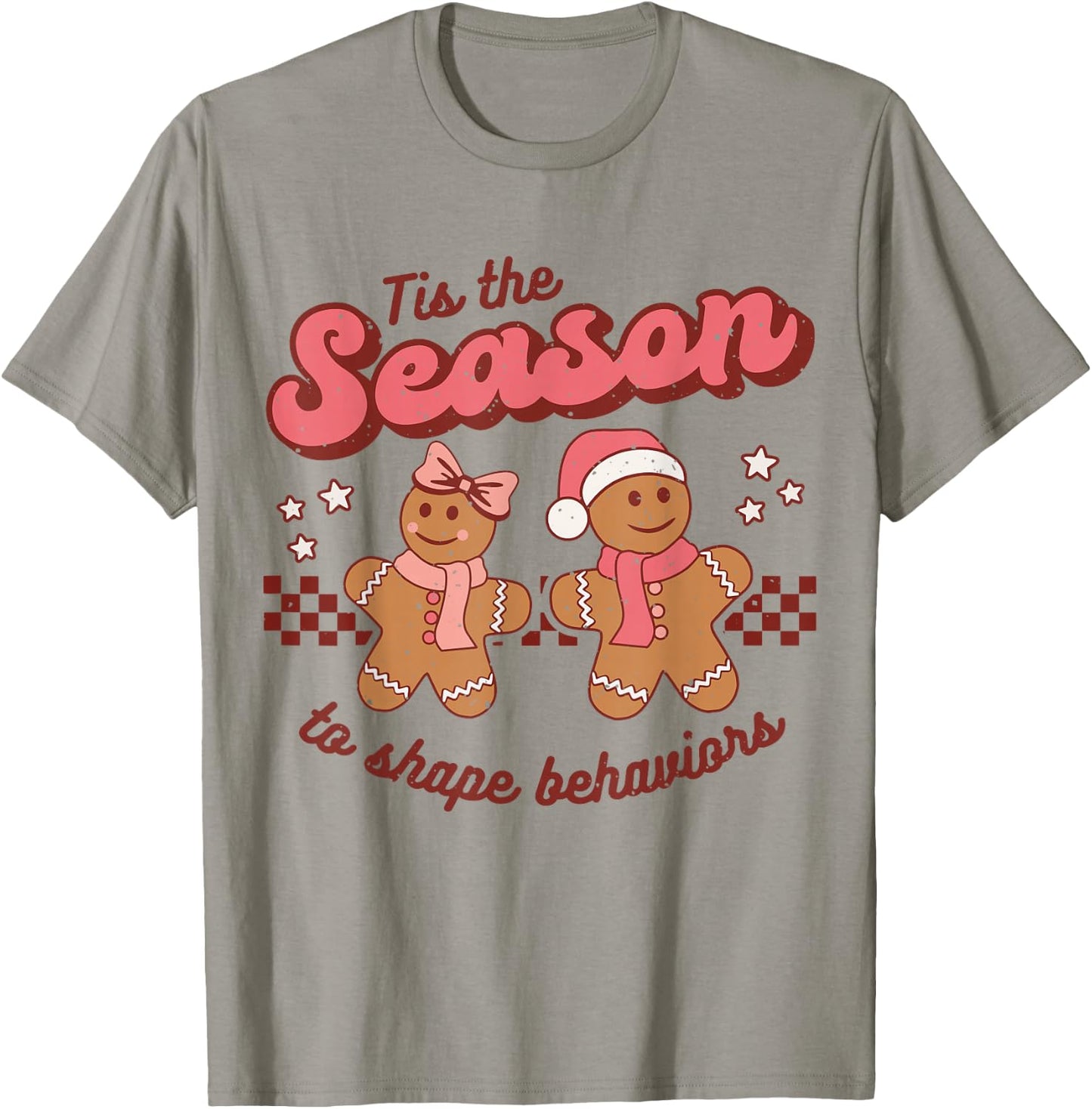 Christmas ABA Behavior Therapy Retro RBT Technician Xmas T-Shirt - T-Shirt | Sand