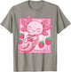 Kawaii Axolotl Strawberry Milk Shake Japanese Anime Pink T-Shirt - T-Shirt | Sand