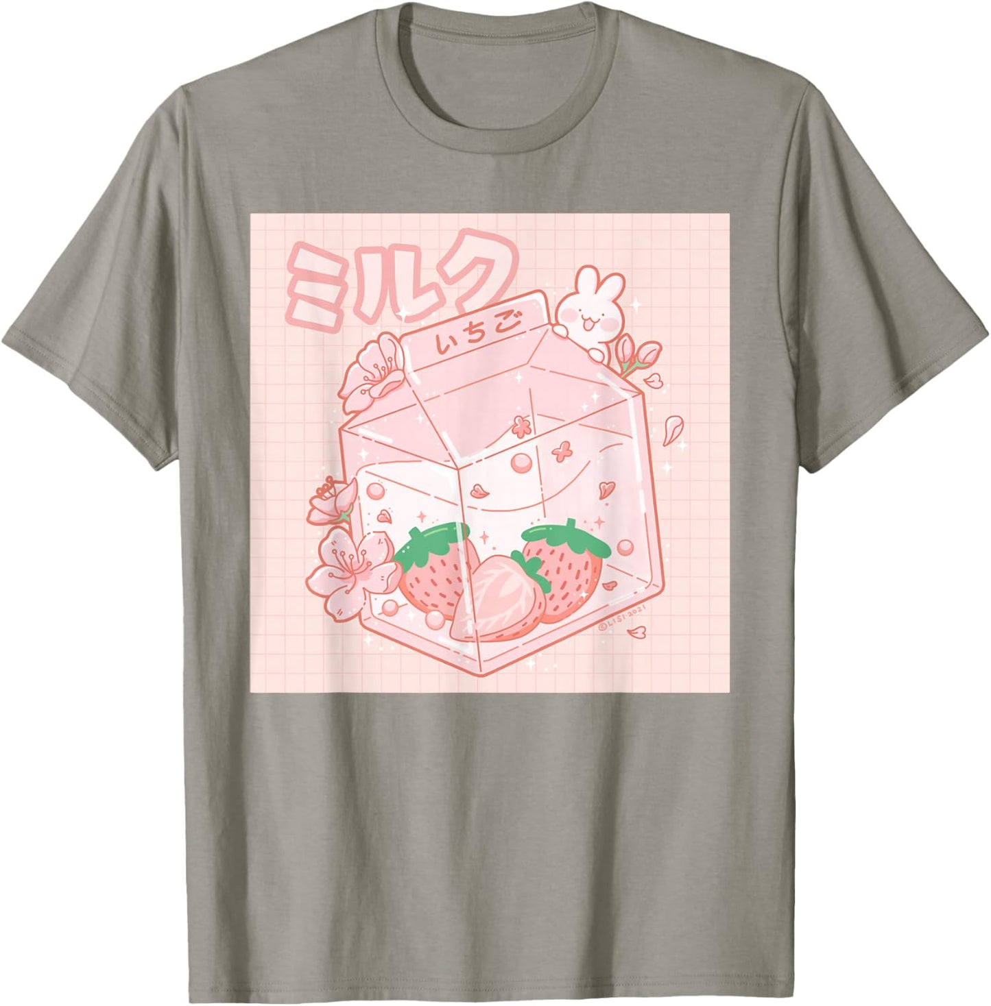 Strawberry Milk Bunny Japanese Kawaii Anime Aesthetic T-Shirt - T-Shirt | Sand