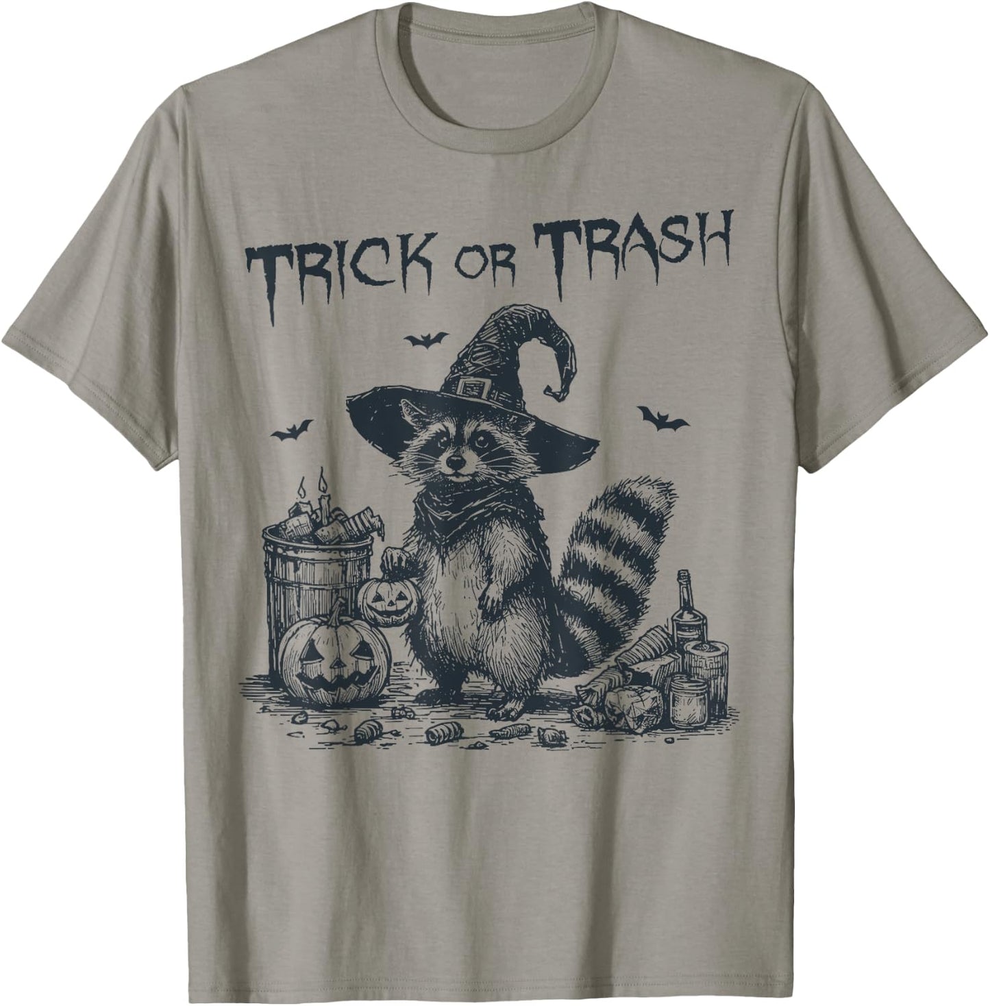 Trick or Trash funny Raccoon Pumpkin Halloween n Trash T-Shirt - T-Shirt | Sand
