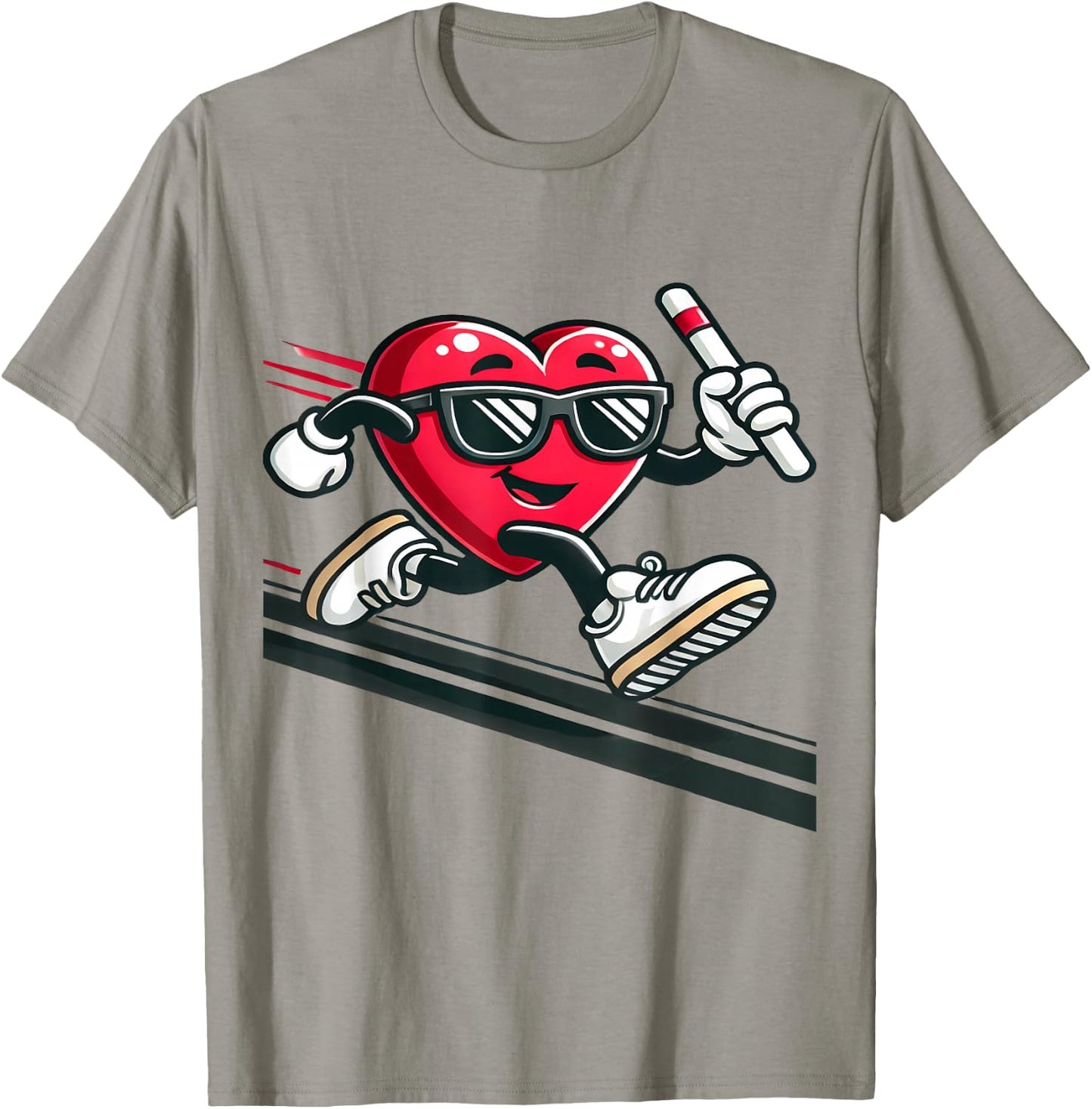 Valentine’s Day Love Heart Running Relay Track Runner T-Shirt - T-Shirt | Sand